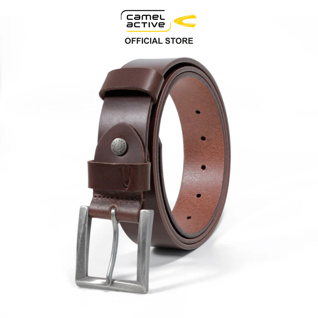 camel active Men's Genuine Cowhide Leather Belt Grainy Finished - Dark Brown 1667BRG-23#DBN