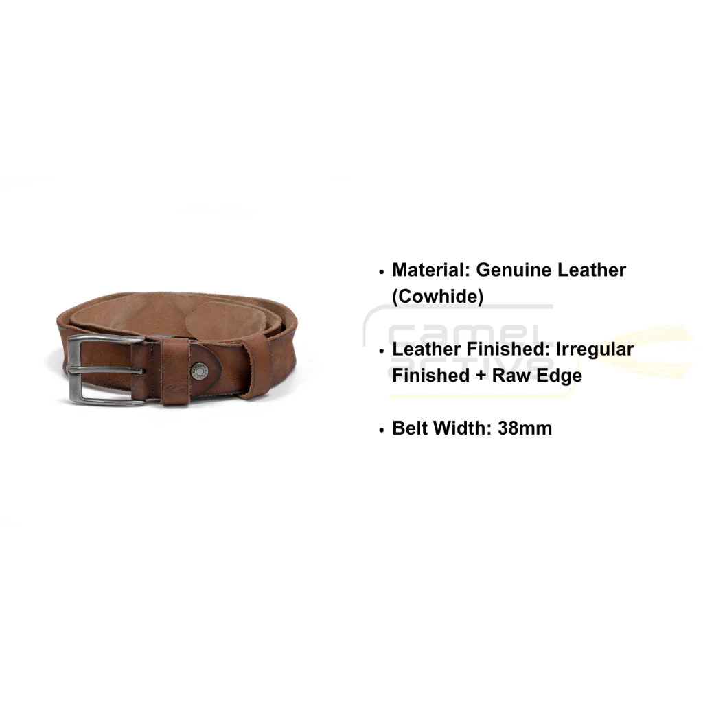 camel active Men's Genuine Cowhide Leather Belt Irregular Finished With Raw Edge - Brown 1643HRG-22#BRN - Image 7