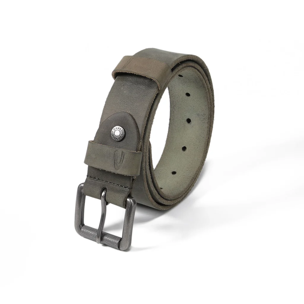 camel active Men's Genuine Cowhide Leather Belt Pull Up Finished With Raw Edge - Army 1644HRG-22#AMY - Image 2