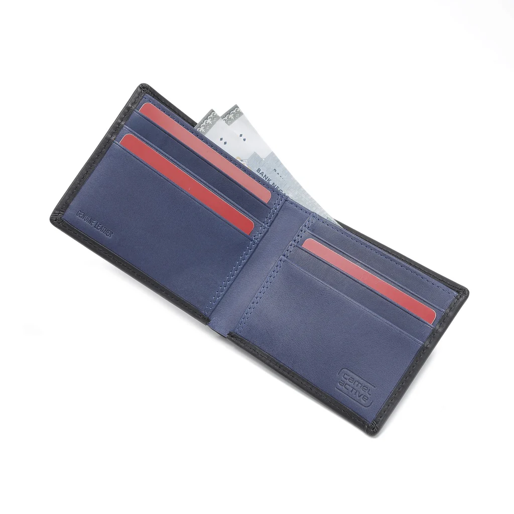 camel active Men's Genuine Cowhide Leather Bi Fold Wallet 6 Card Slots Wax Finished - Black SW0812BS2#BLK - Image 7