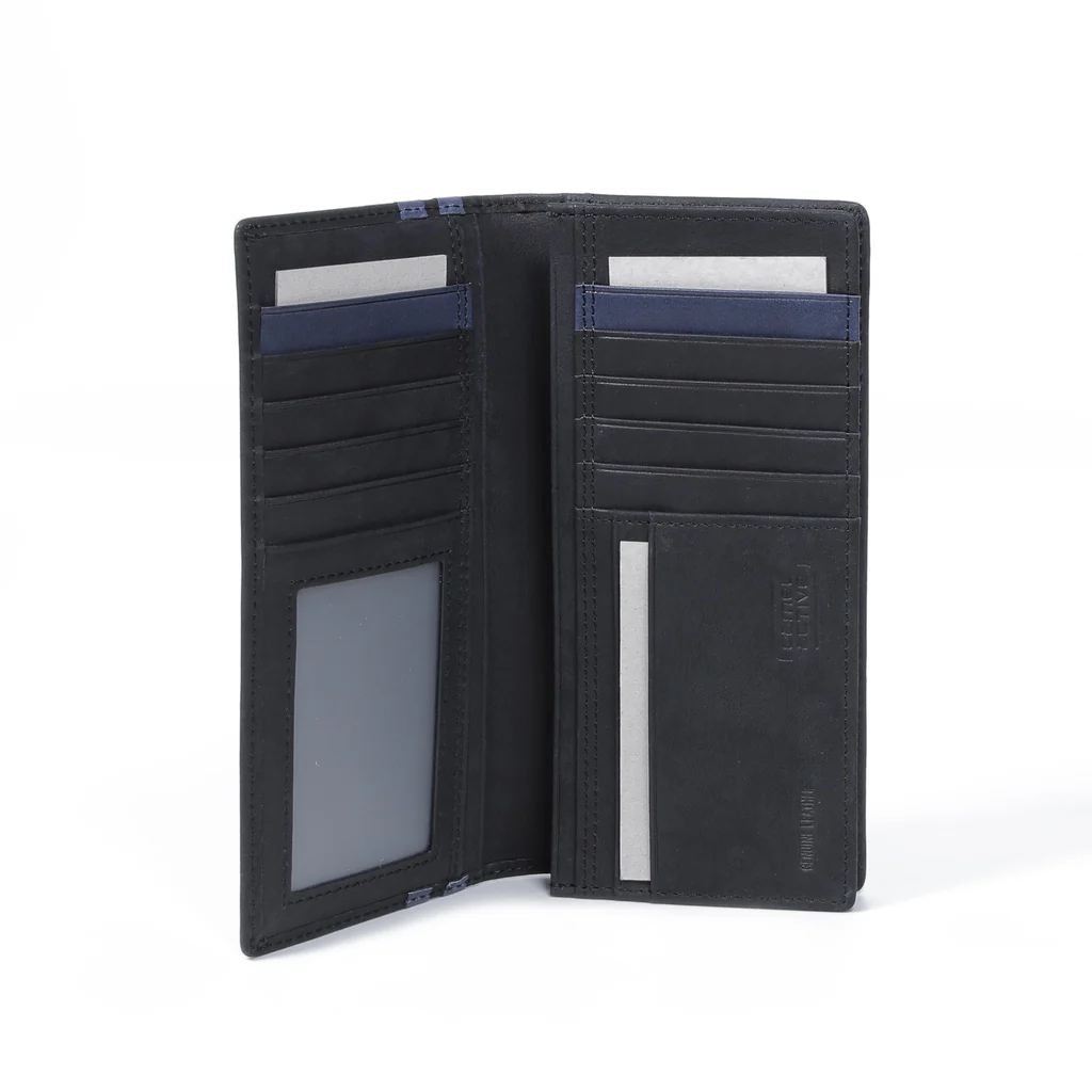 camel active Men's Genuine Cowhide Leather Long Wallet 13 Card Slots Wax Finished - Black LW2605EL2#BLK - Image 5