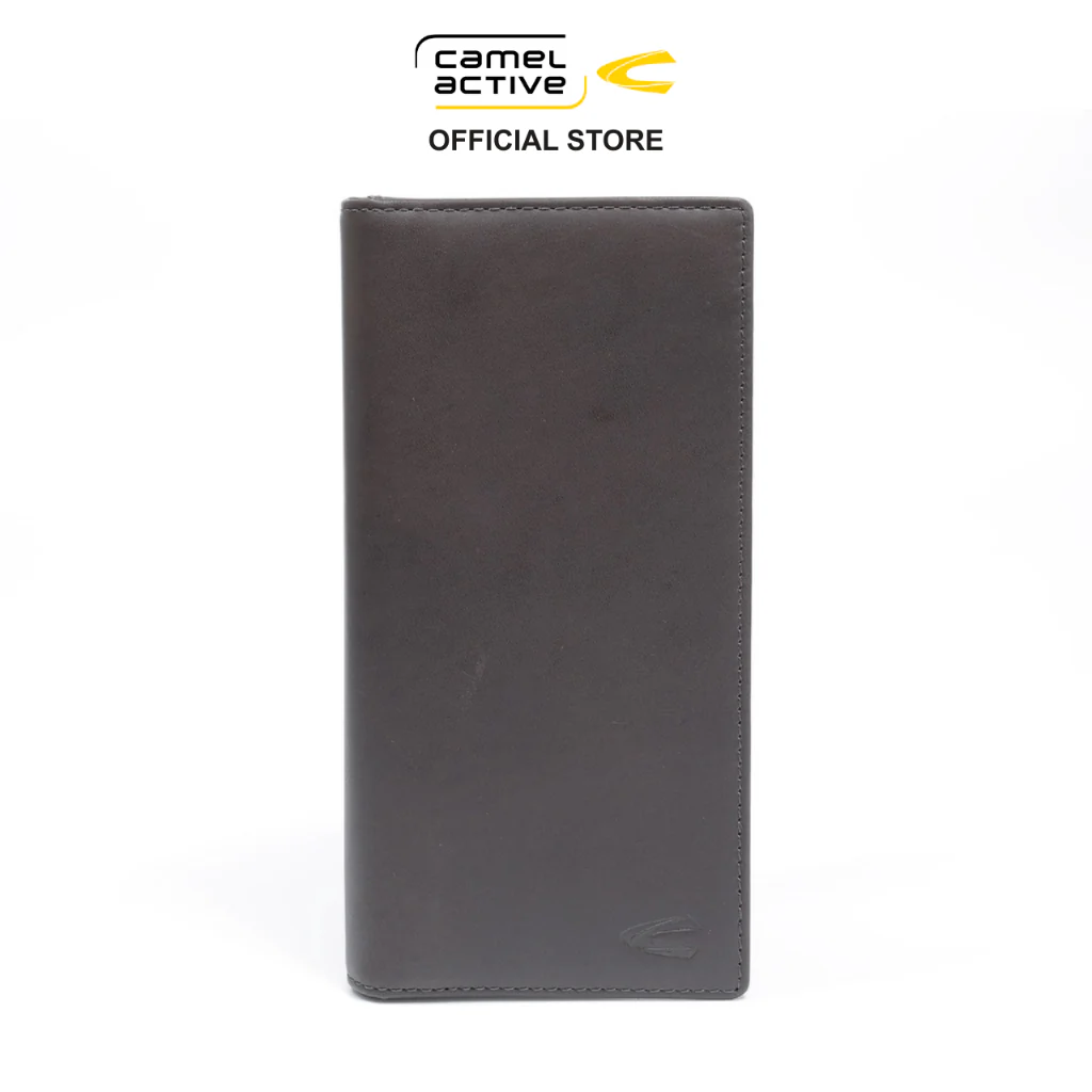 camel active Men's Genuine Cowhide Leather Long Wallet 13 Card Slots Wax Finished - Dark Brown LW2B25WX2#DBN