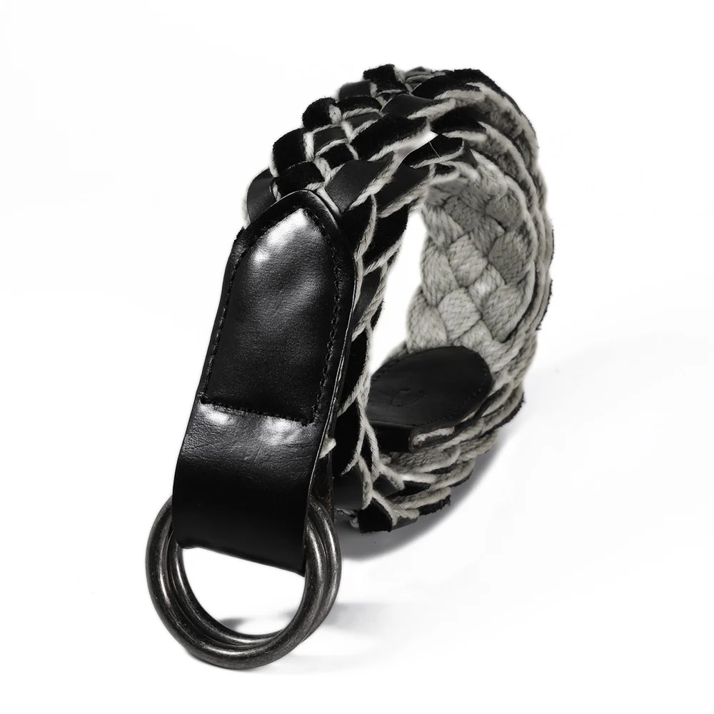 camel active Men's Genuine Cowhide Leather Mix Canvas Casual Braided Belt - Black 1548DRG-17#BLK - Image 2