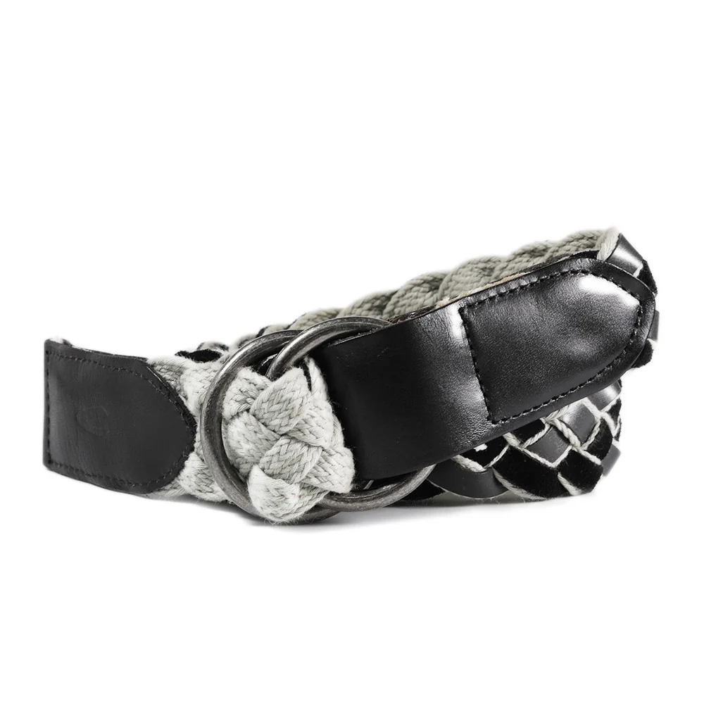 camel active Men's Genuine Cowhide Leather Mix Canvas Casual Braided Belt - Black 1548DRG-17#BLK - Image 3