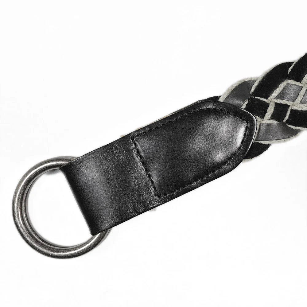 camel active Men's Genuine Cowhide Leather Mix Canvas Casual Braided Belt - Black 1548DRG-17#BLK - Image 4