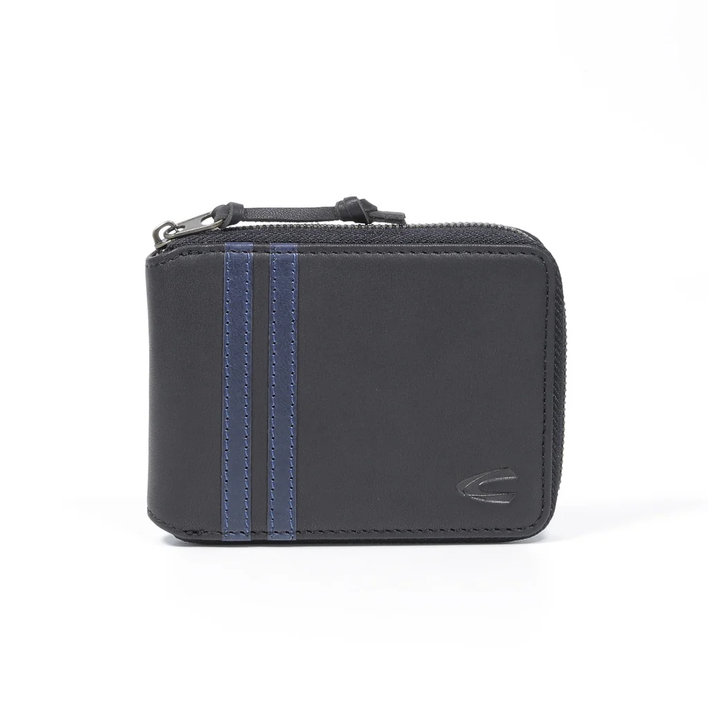 camel active Men's Genuine Cowhide Leather Zip Bi Fold Wallet 8 Card Slots Wax Finished -Black ZSW2604EL2#BLK - Image 2