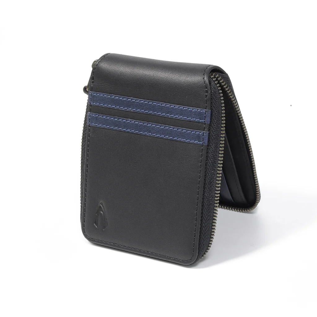 camel active Men's Genuine Cowhide Leather Zip Bi Fold Wallet 8 Card Slots Wax Finished -Black ZSW2604EL2#BLK - Image 4