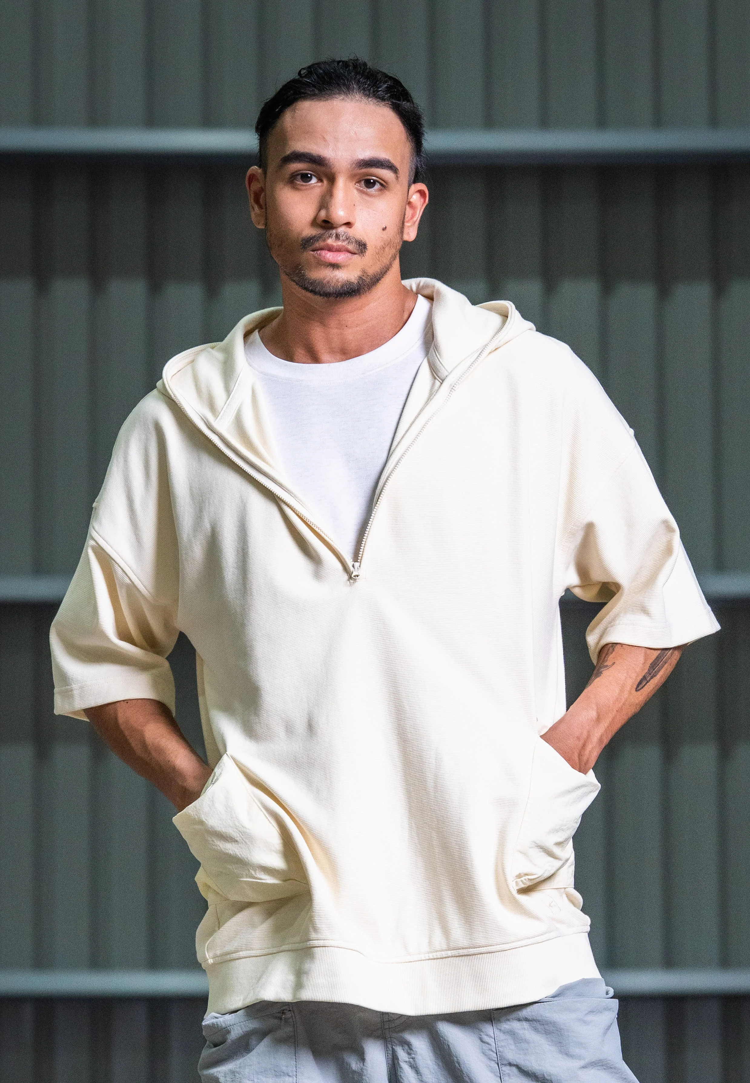 C by camel active Unisex 2-in-1 Hoodie - Oversized  Durable Cotton-Poly Blend Lt Beige Hoodie 291-Z25CF219 - Image 3