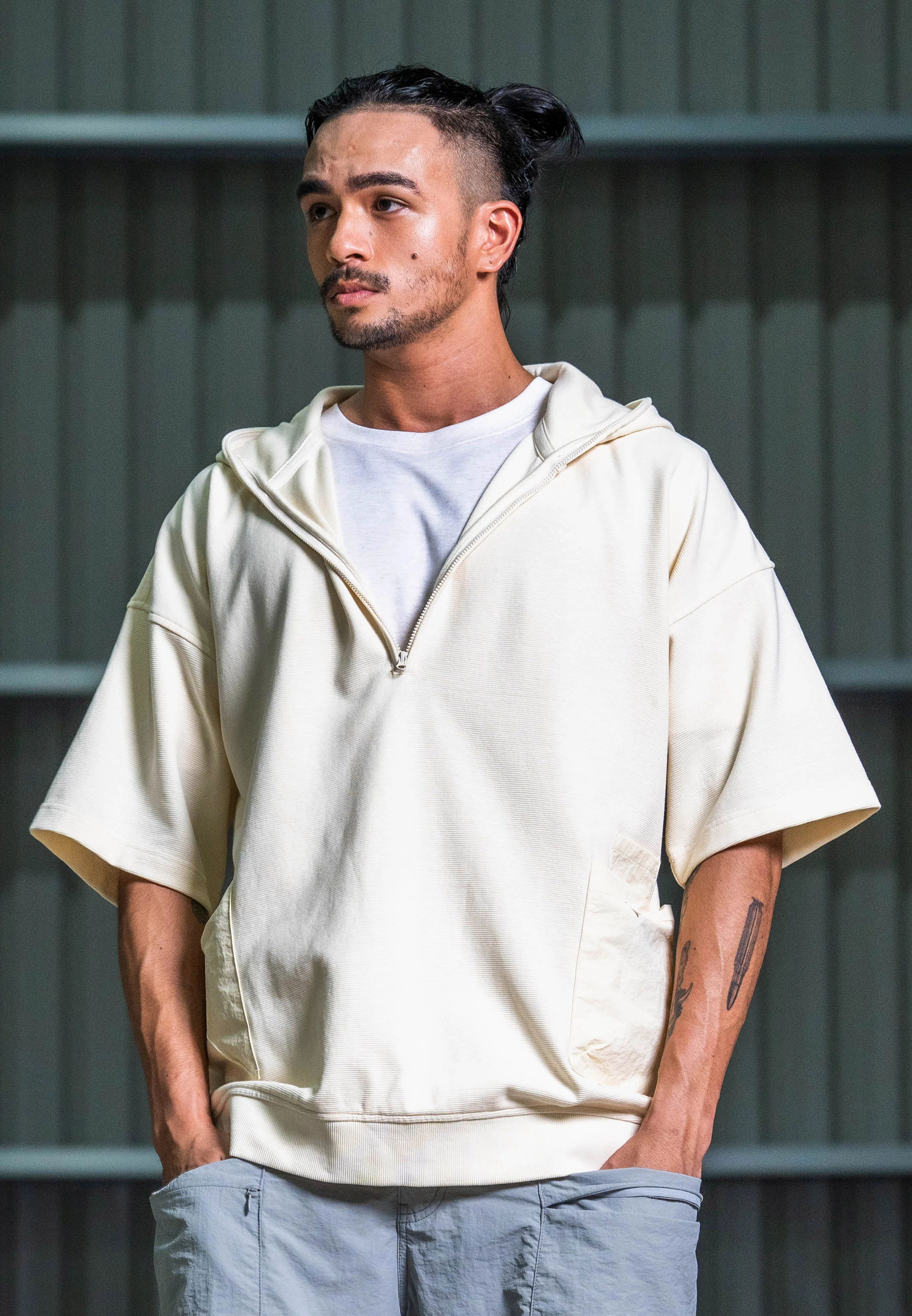 C by camel active Unisex 2-in-1 Hoodie - Oversized  Durable Cotton-Poly Blend Lt Beige Hoodie 291-Z25CF219 - Image 4