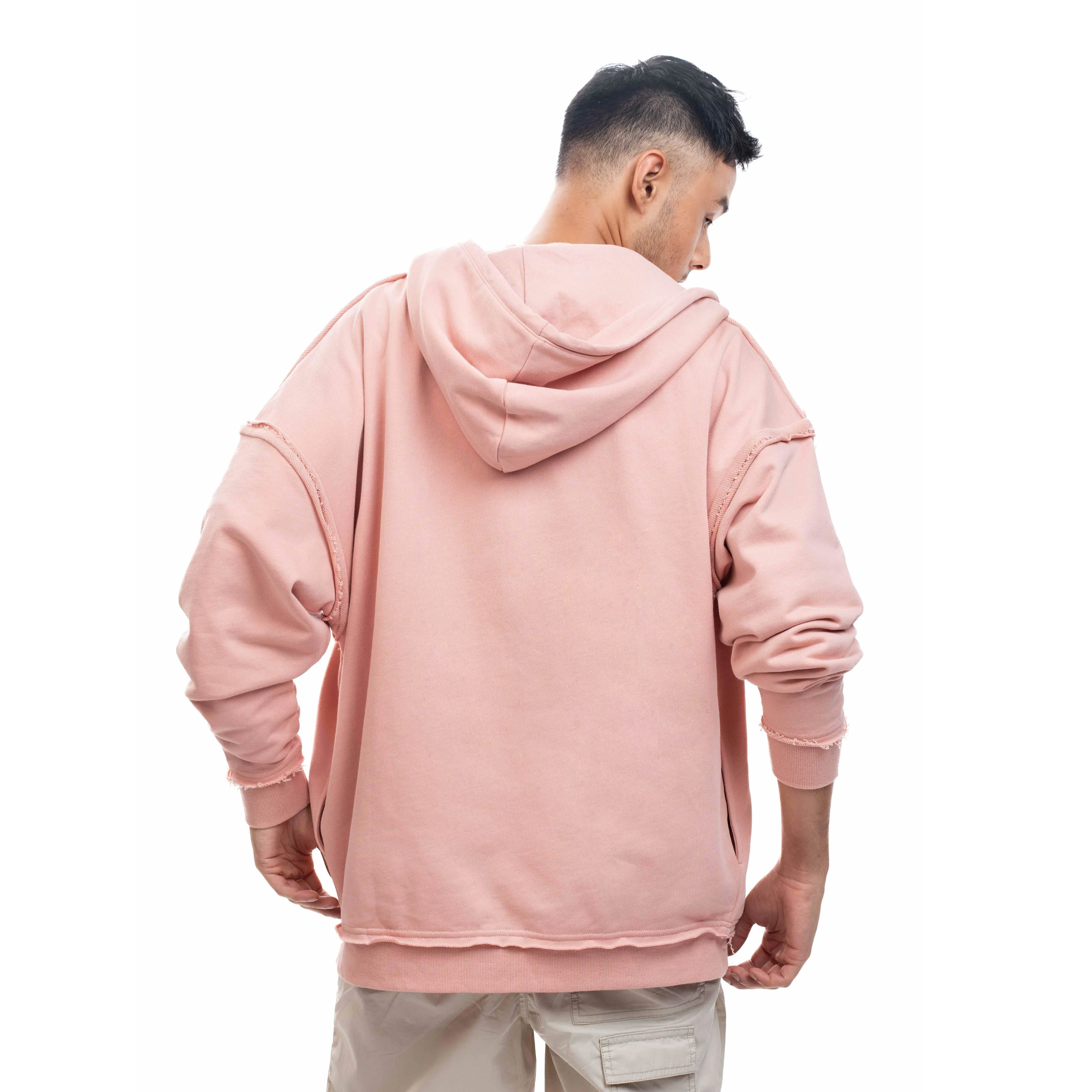 C by camel active Unisex Zip Up Hoodie - Oversized Absorbent Cotton Terry Blush Pink Hoodie 291-SS24CF213 - Image 4