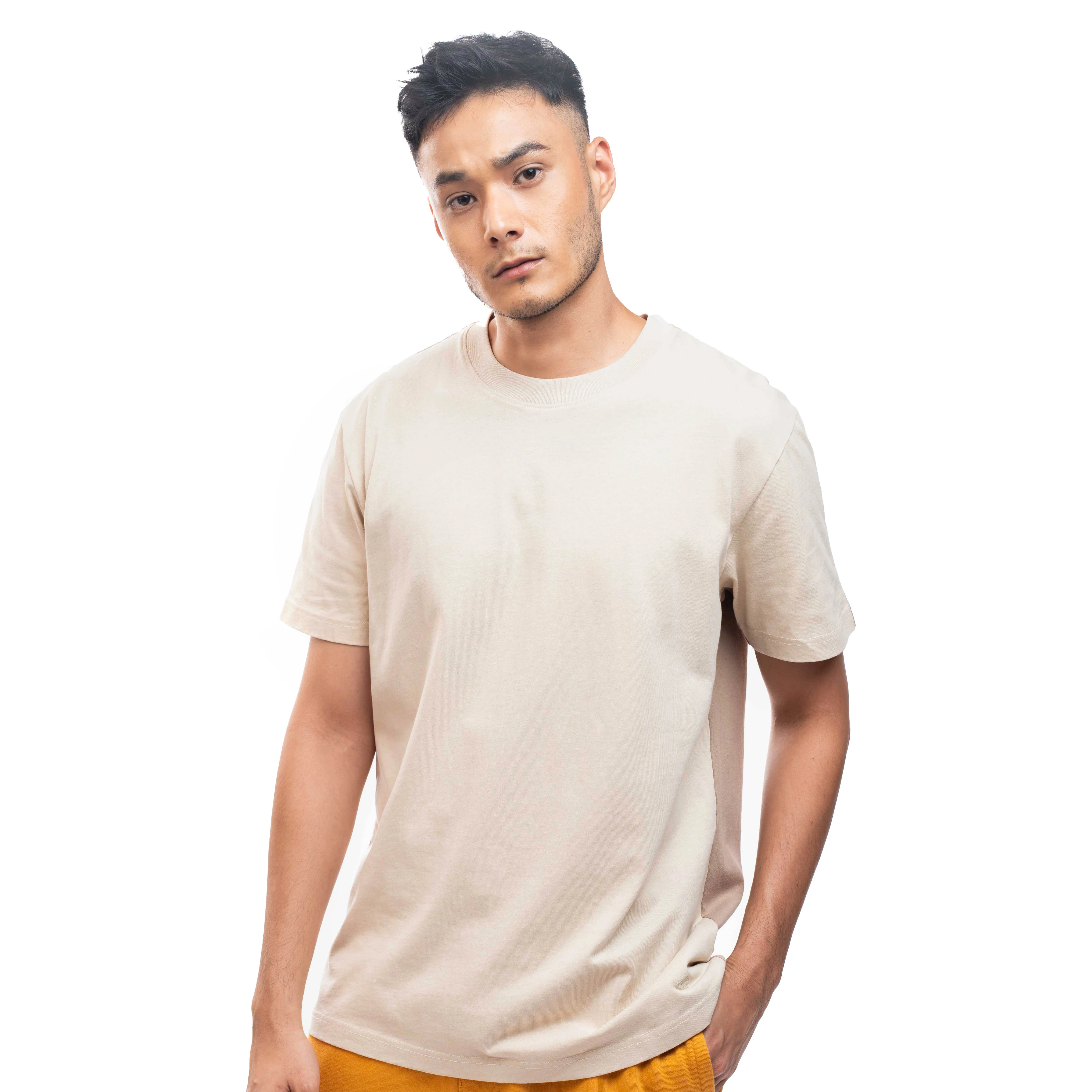 C by camel active Unisex T-shirt - Loose Fit Comfy Cotton Colorblock Tan Tee 282-SS24C2832