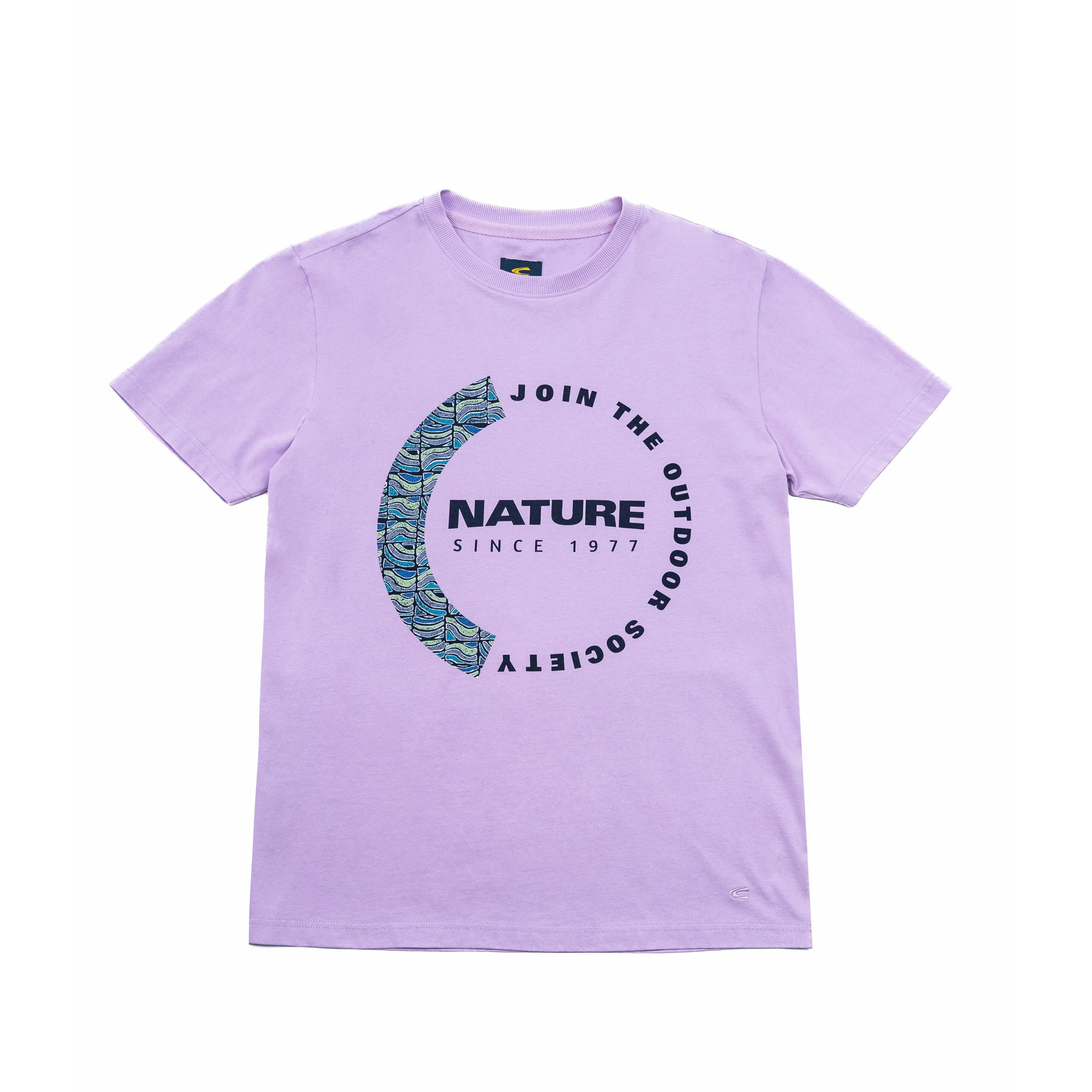 C by camel active Unisex T-shirt - Loose Fit Comfy Cotton Graphic Print Lavender Tee 282-SS24C2839 - Image 3
