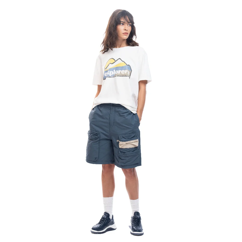 C by camel active Unisex T-shirt - Loose Fit Comfy Cotton Graphic Print White Tee 282-SS24C2829 - Image 2