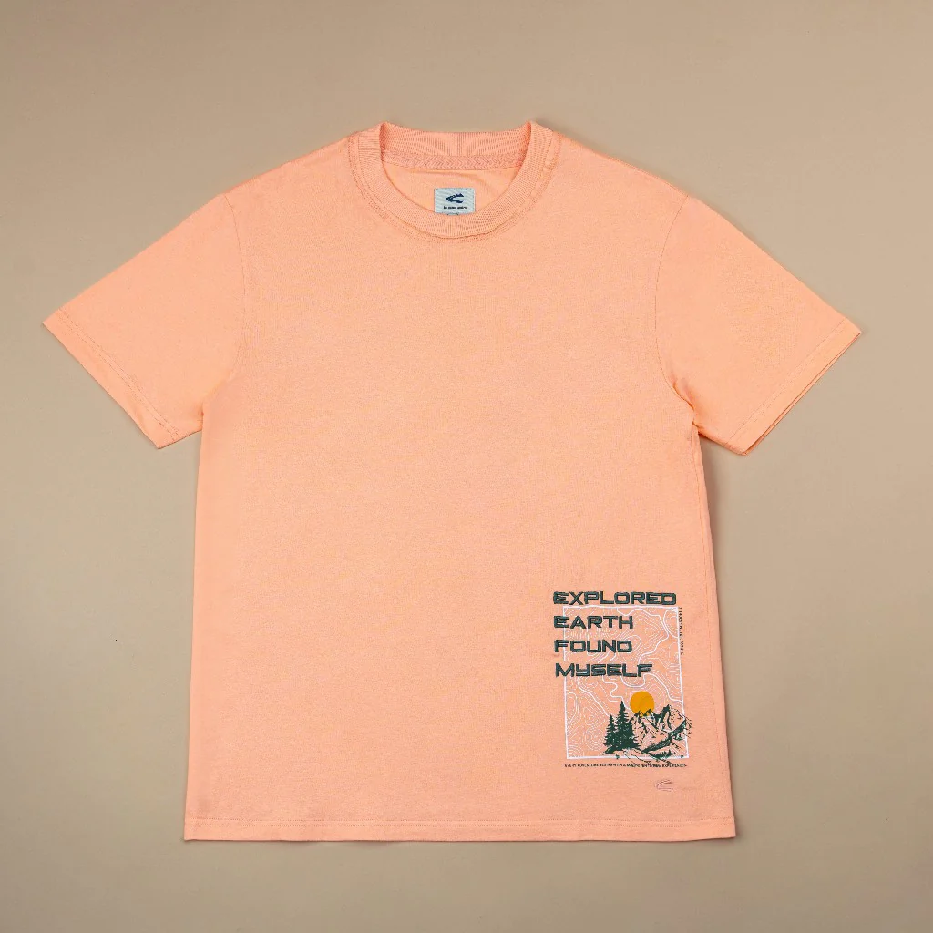 C by camel active Unisex T-shirt - Loose Fit Comfy Cotton Apricot Tee 282-SS25C2877 - Image 3