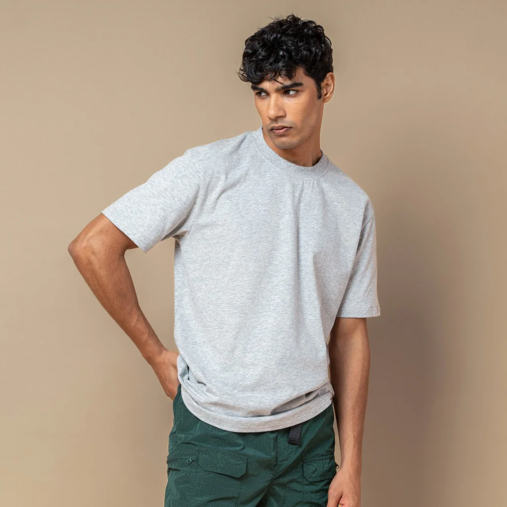 C by camel active Unisex T-shirt - Loose Fit Comfy Cotton Grey Tee 2282-SS25C2879 - Image 3