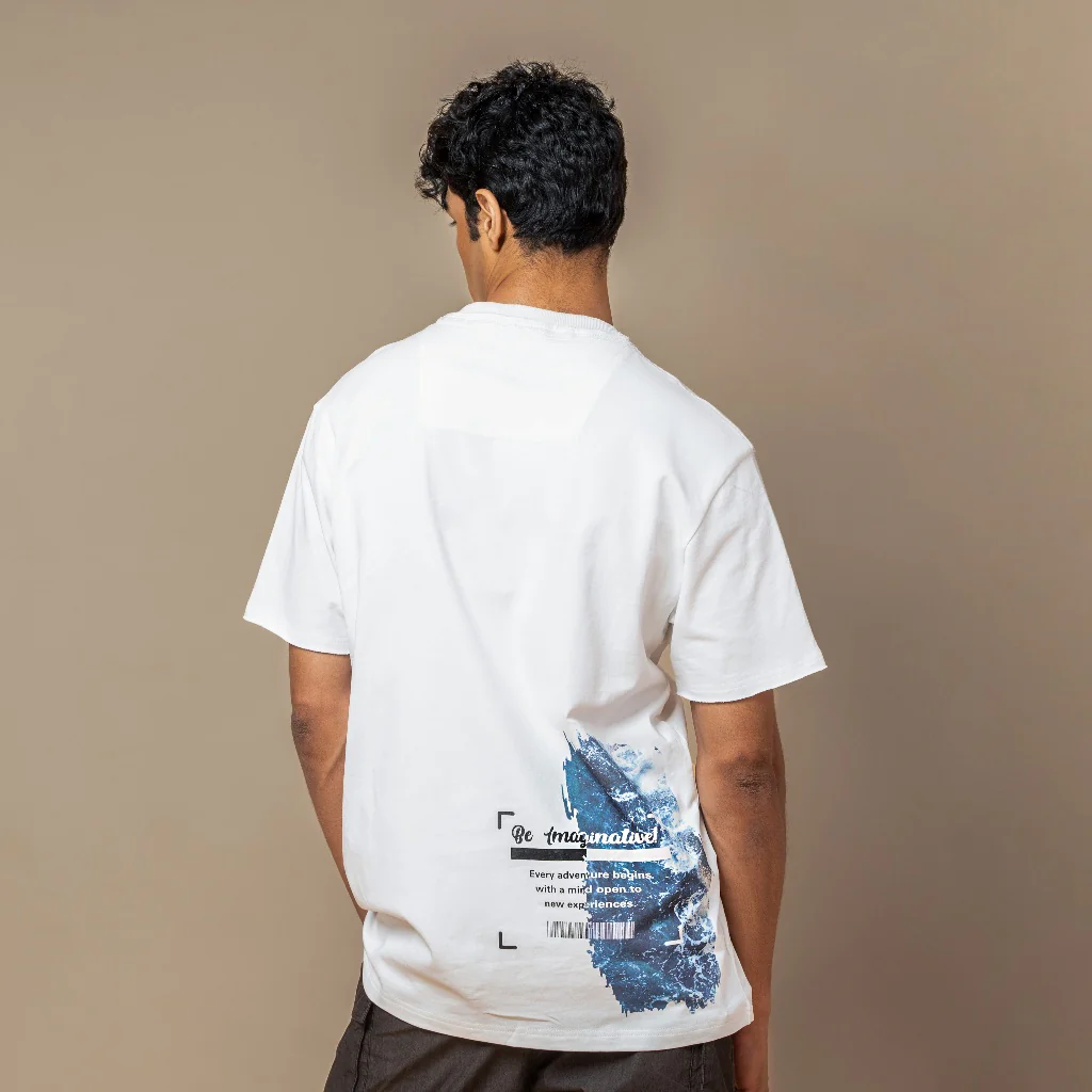 C by camel active Unisex T-shirt - Loose Fit Comfy Cotton Off White Tee 282-SS25C2891 - Image 3