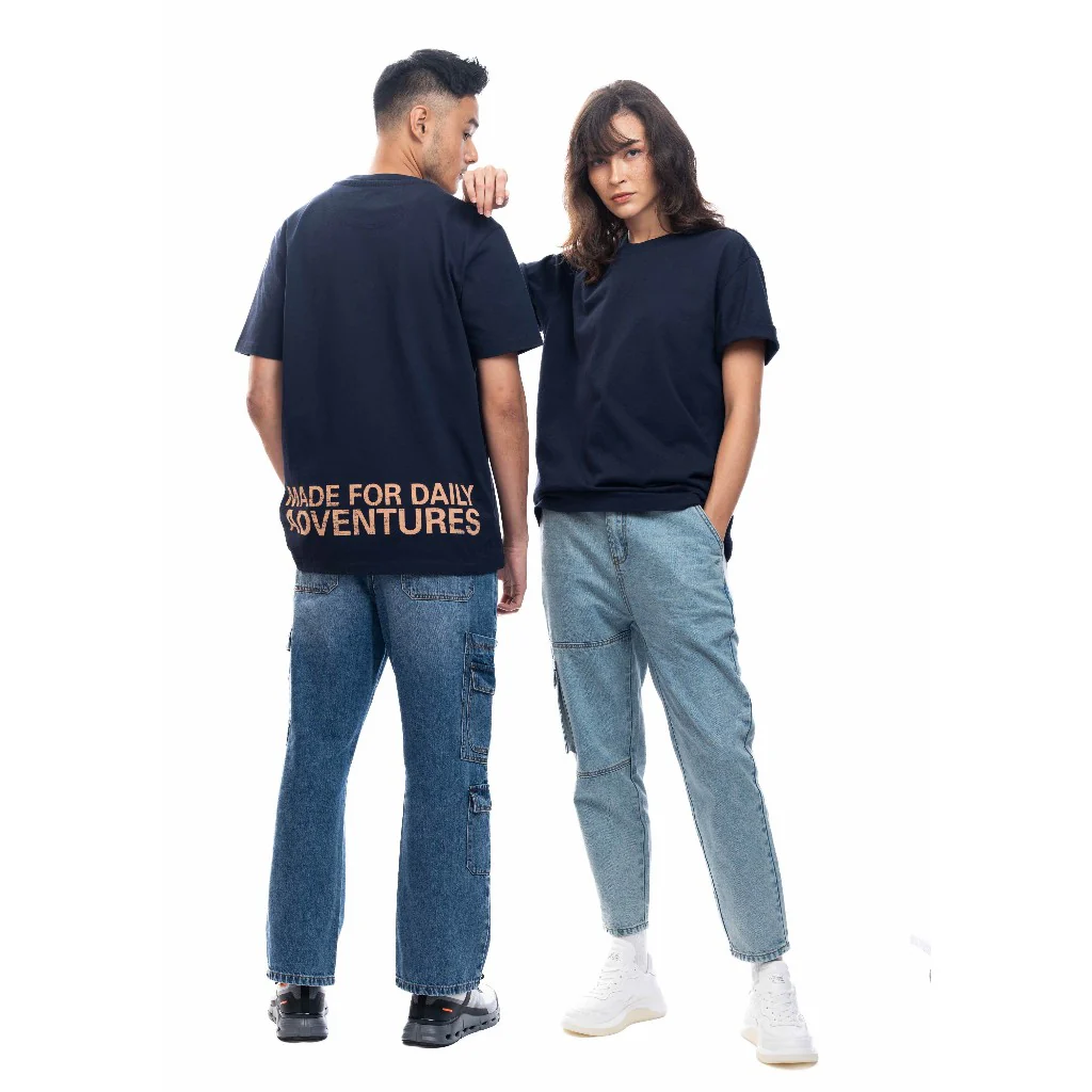 C by camel active Unisex T-shirt - Loose Fit Comfy Cotton Typographic Navy Blue Tee 282-SS24C2826 - Image 3