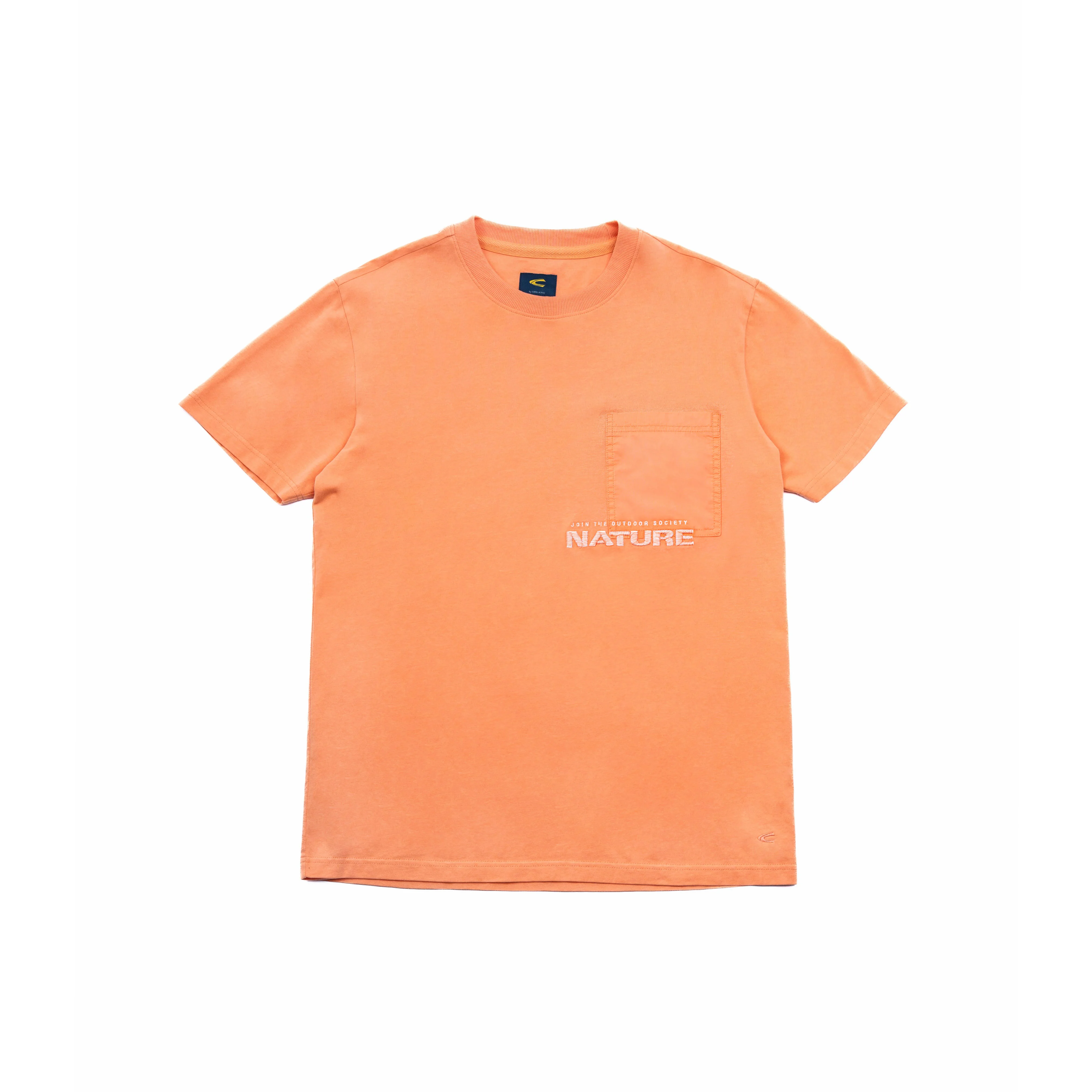 C by camel active Unisex T-shirt - Loose Fit Comfy Cotton Typographic Orange Tee 282-SS24C2830 - Image 4