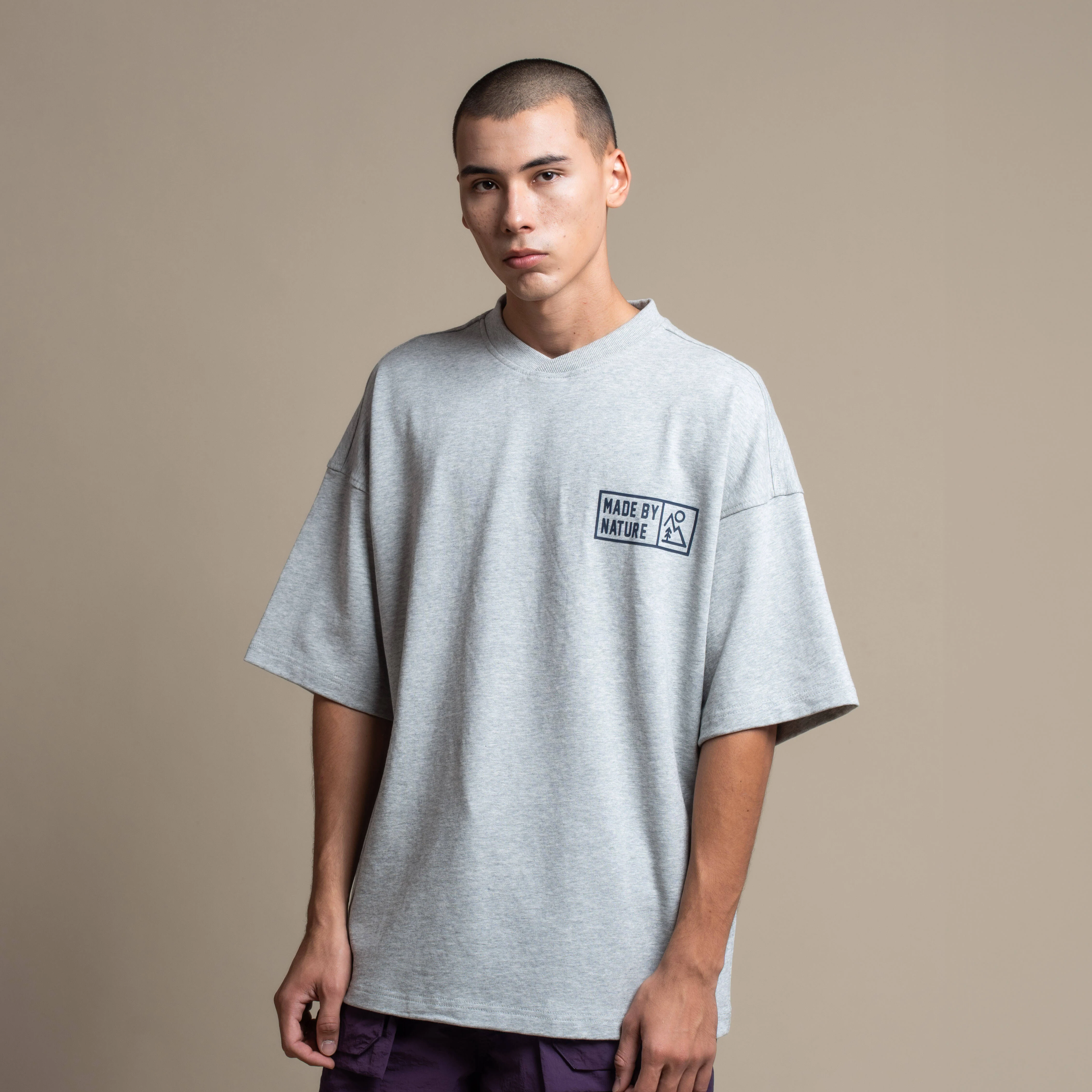 C by camel active Unisex T-Shirt - Oversized Absorbent Cotton Terry Grey Tee 282-AW24C2851
