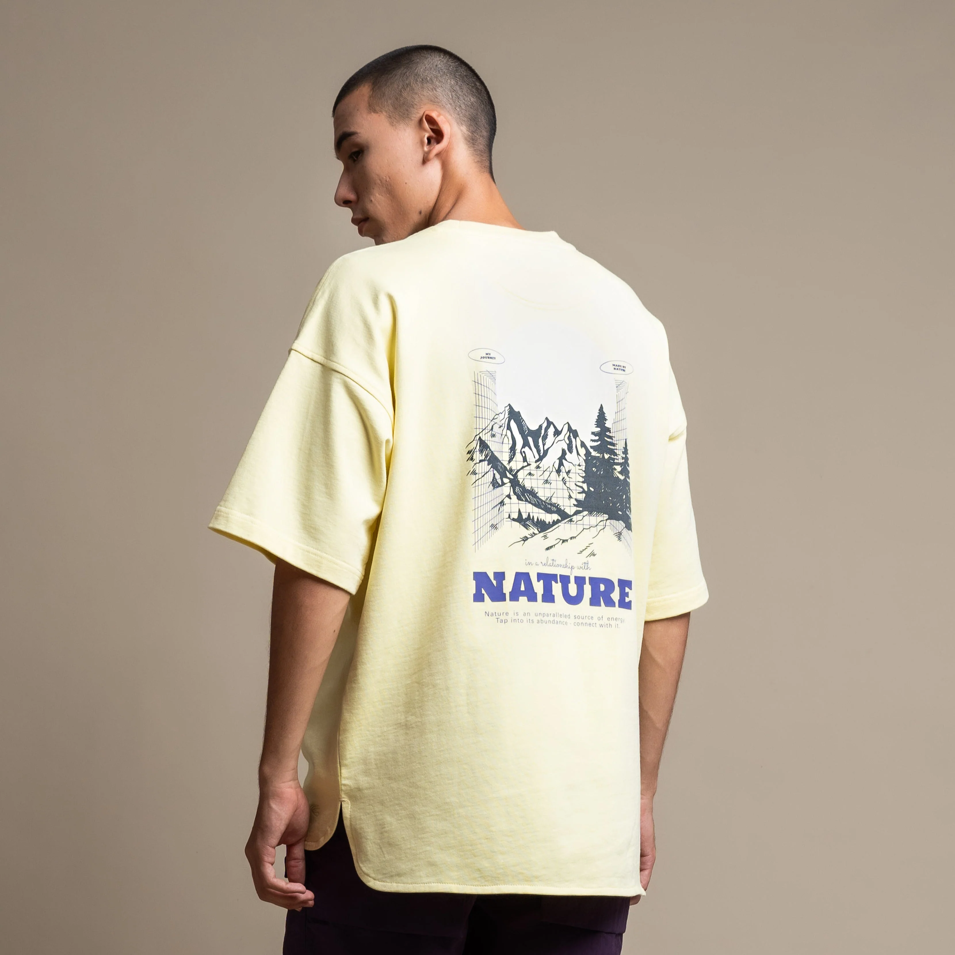 C by camel active Unisex T-Shirt - Oversized Absorbent Cotton Terry Lemon Yellow Tee 282-AW24C2850 - Image 2