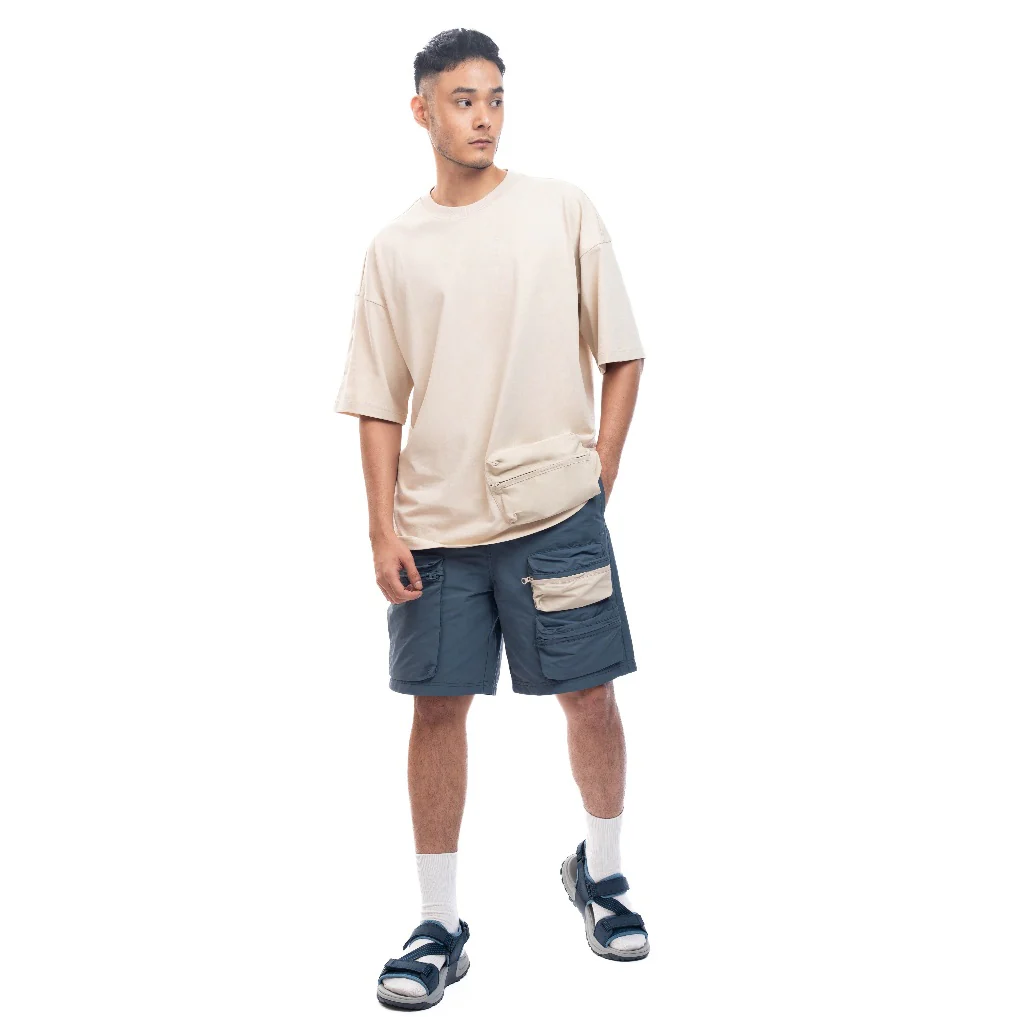 C by camel active Unisex T-shirt - Oversized Comfy Cotton 3D Pocket Tan Tee 282-SS24C2828 - Image 3