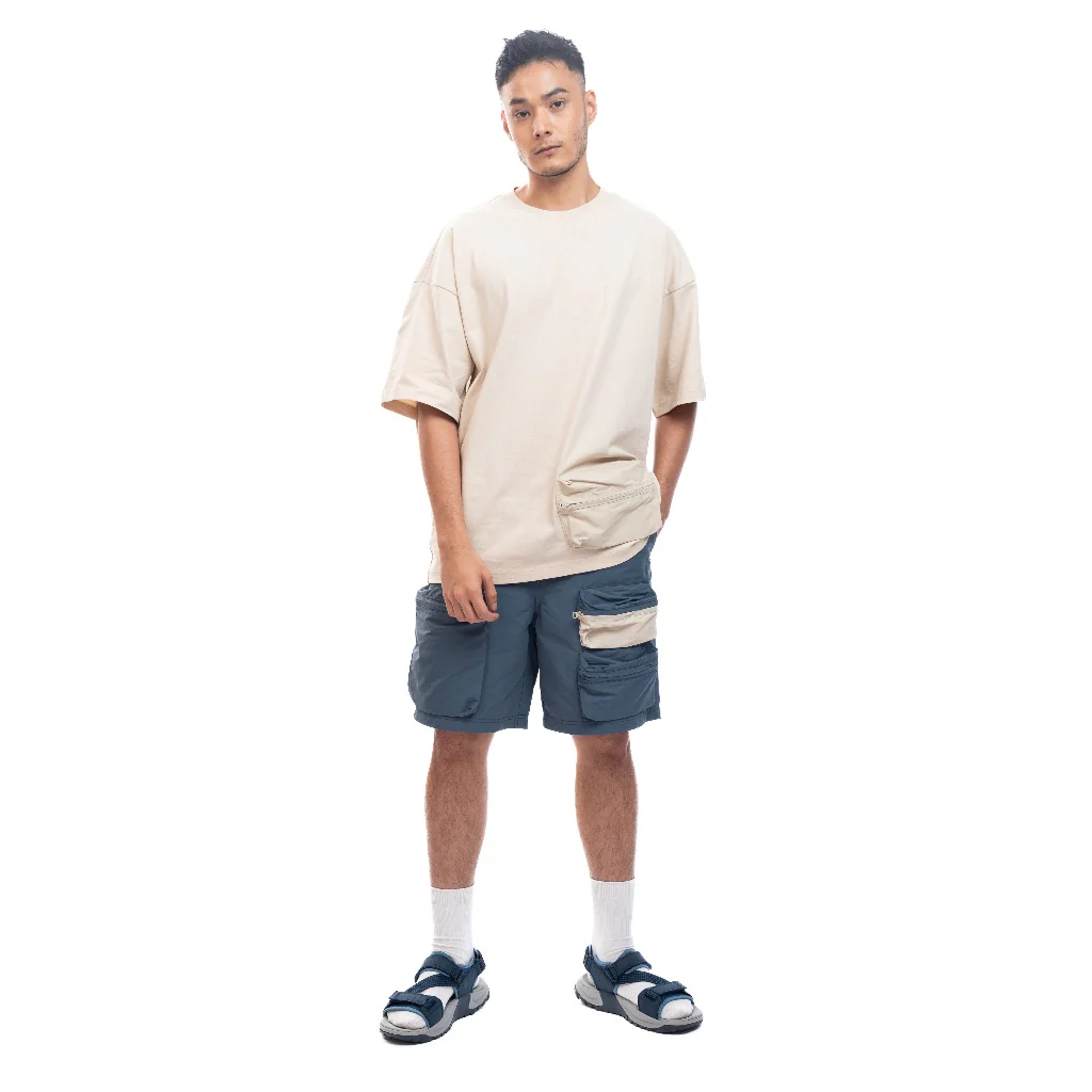 C by camel active Unisex T-shirt - Oversized Comfy Cotton 3D Pocket Tan Tee 282-SS24C2828 - Image 4