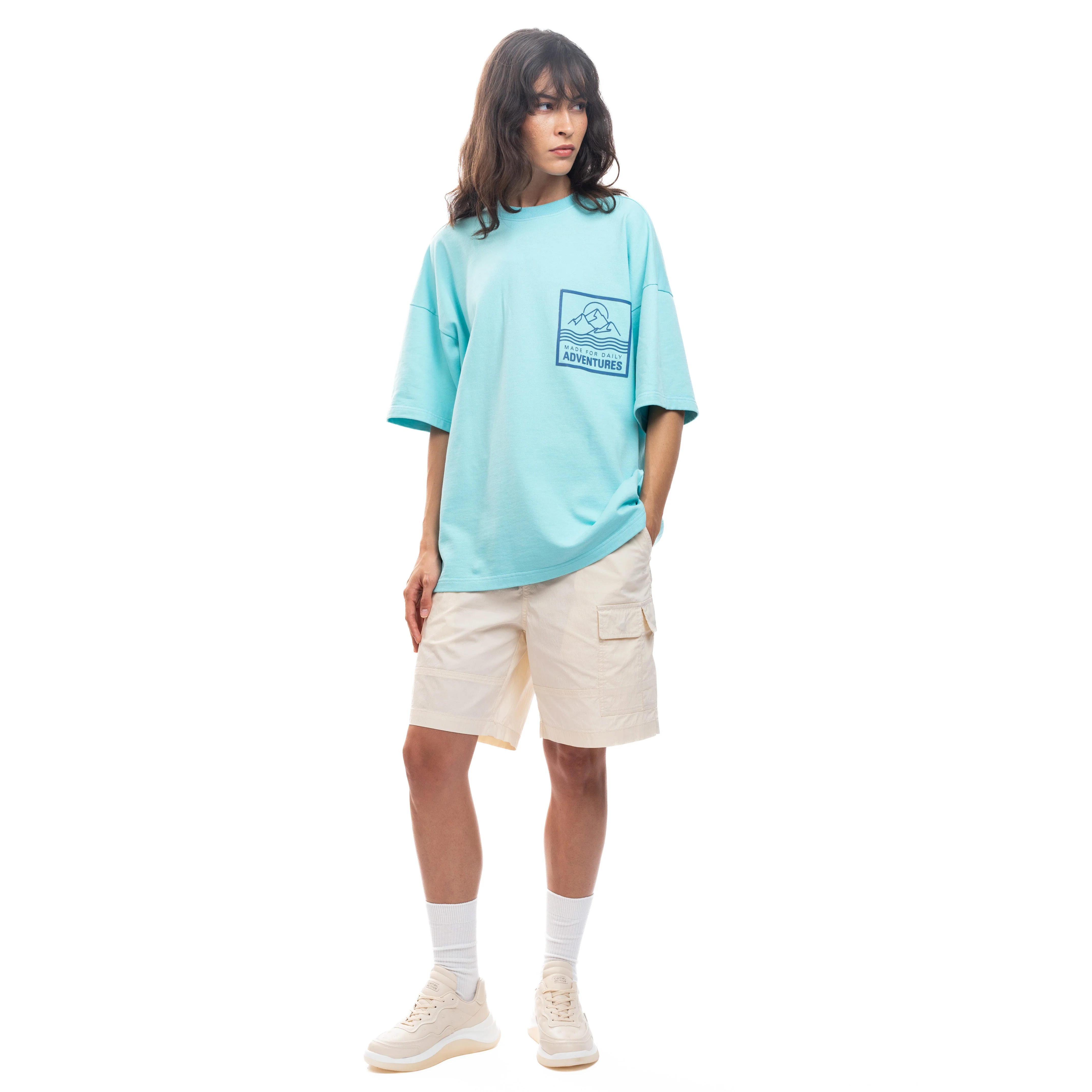 C by camel active Unisex T-shirt - Oversized Comfy Cotton Light Blue Tee 282-SS24C2835 - Image 2