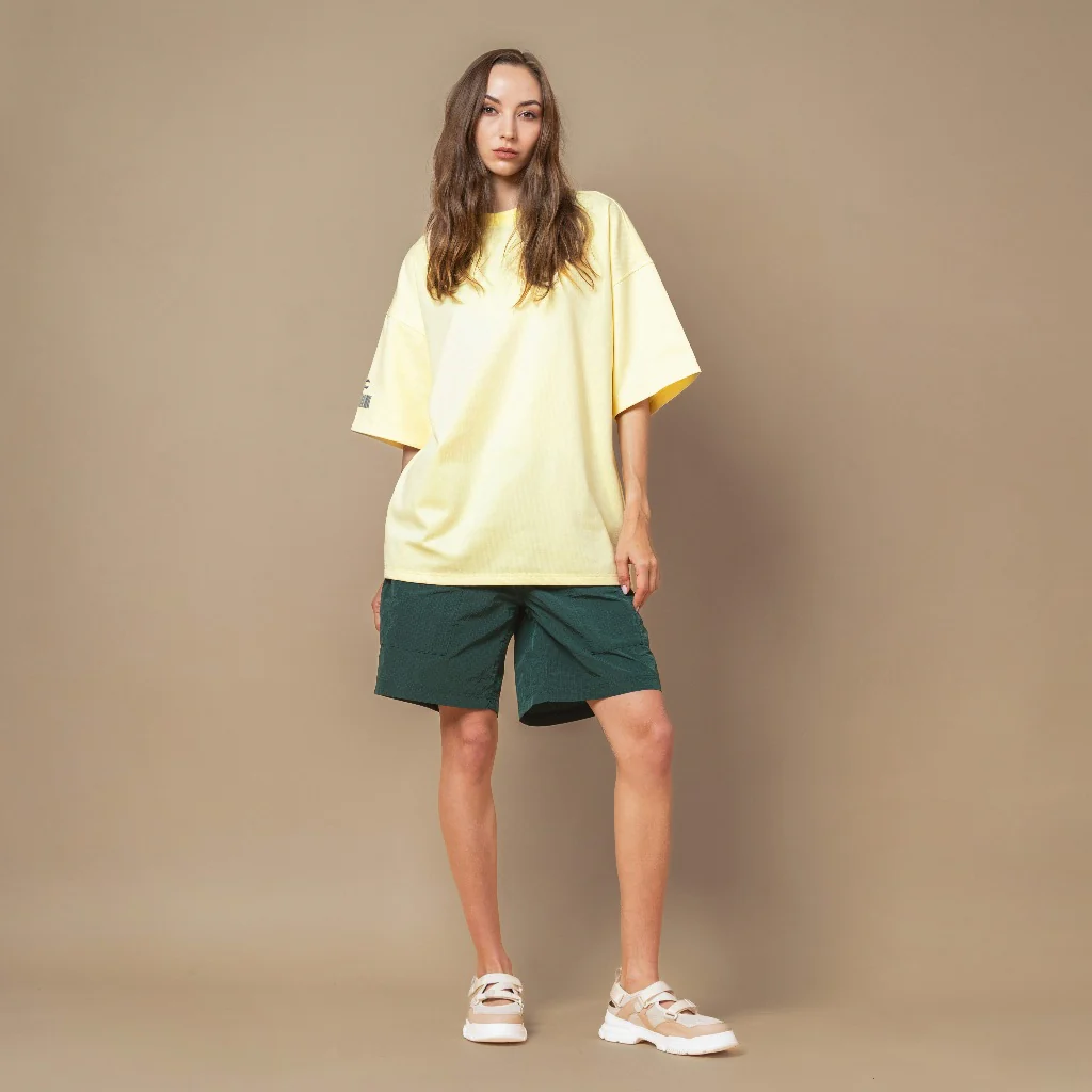 C by camel active Unisex T-shirt - Oversized Fit Premium Cotton Blend Light Yellow Tee 282-SS25C2880 - Image 4