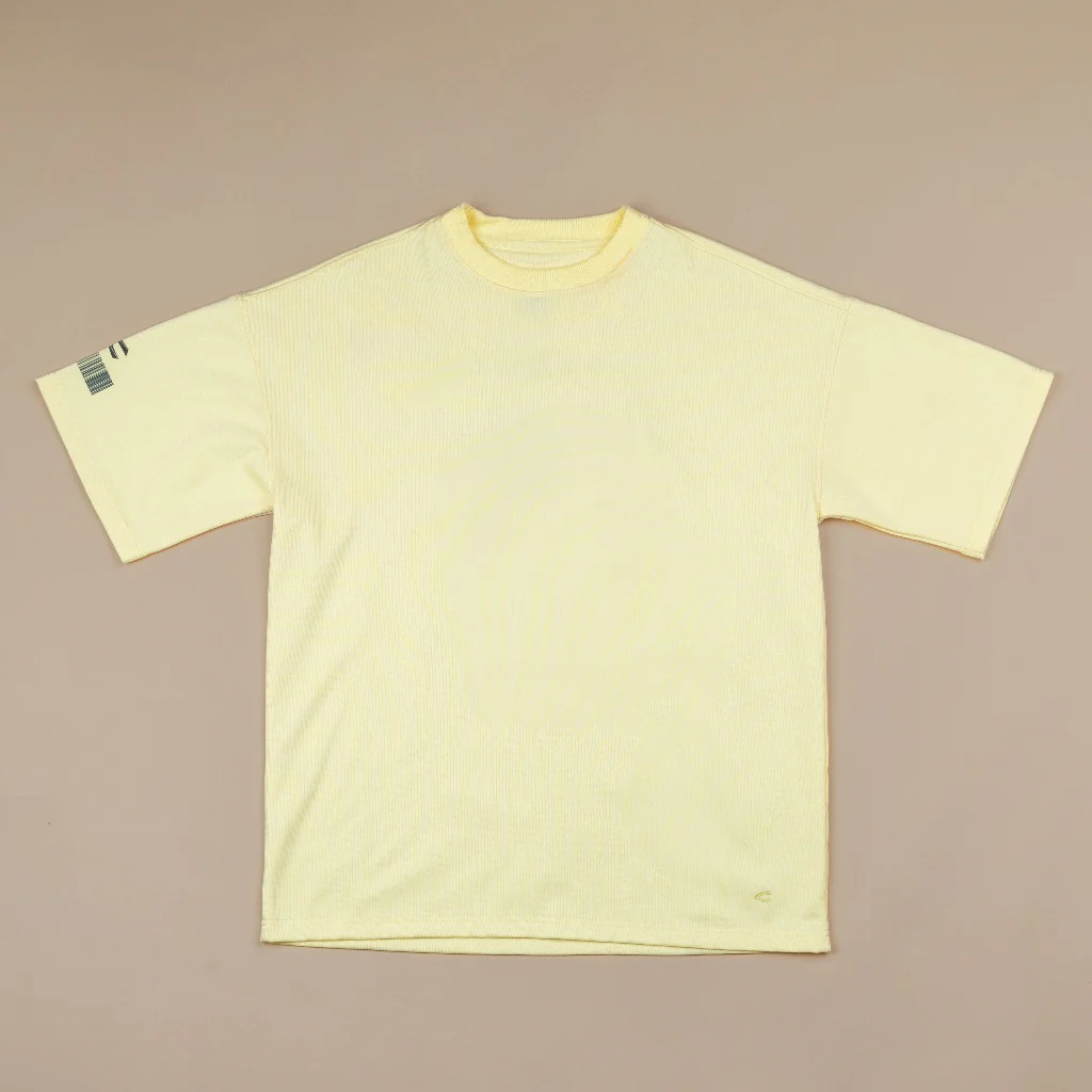 C by camel active Unisex T-shirt - Oversized Fit Premium Cotton Blend Light Yellow Tee 282-SS25C2880 - Image 6