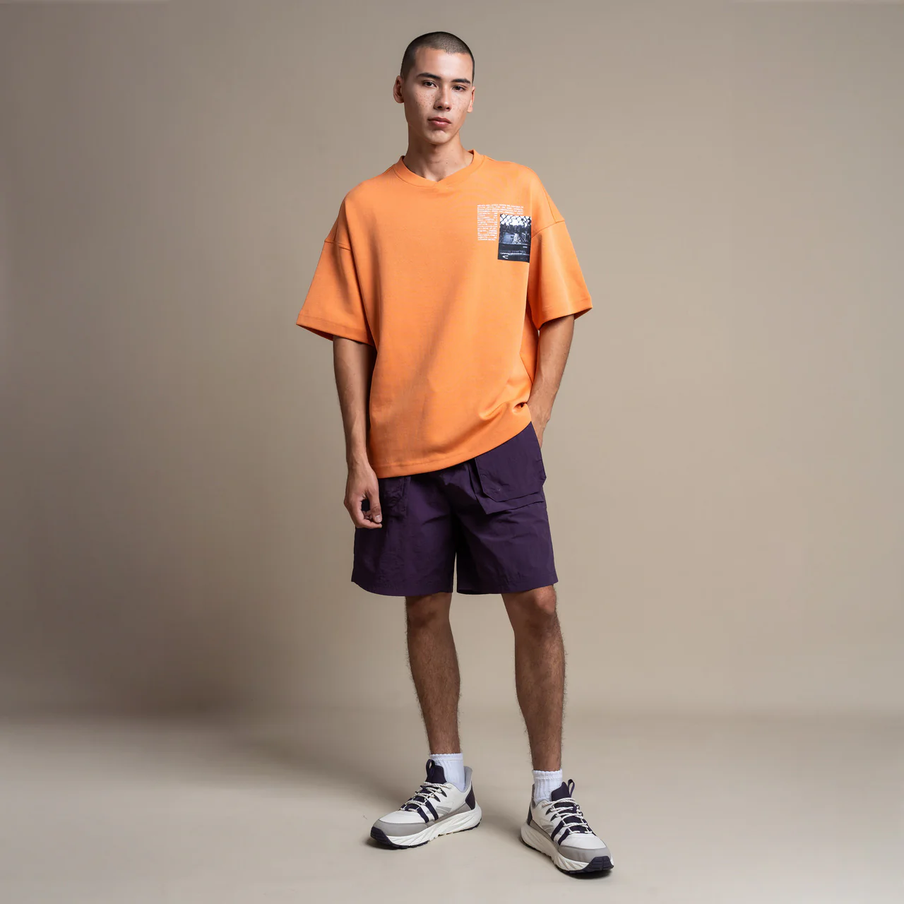C by camel active Unisex T-Shirt - Oversized Smooth Cotton Poly Orange Tee 282-AW24C2847 - Image 3