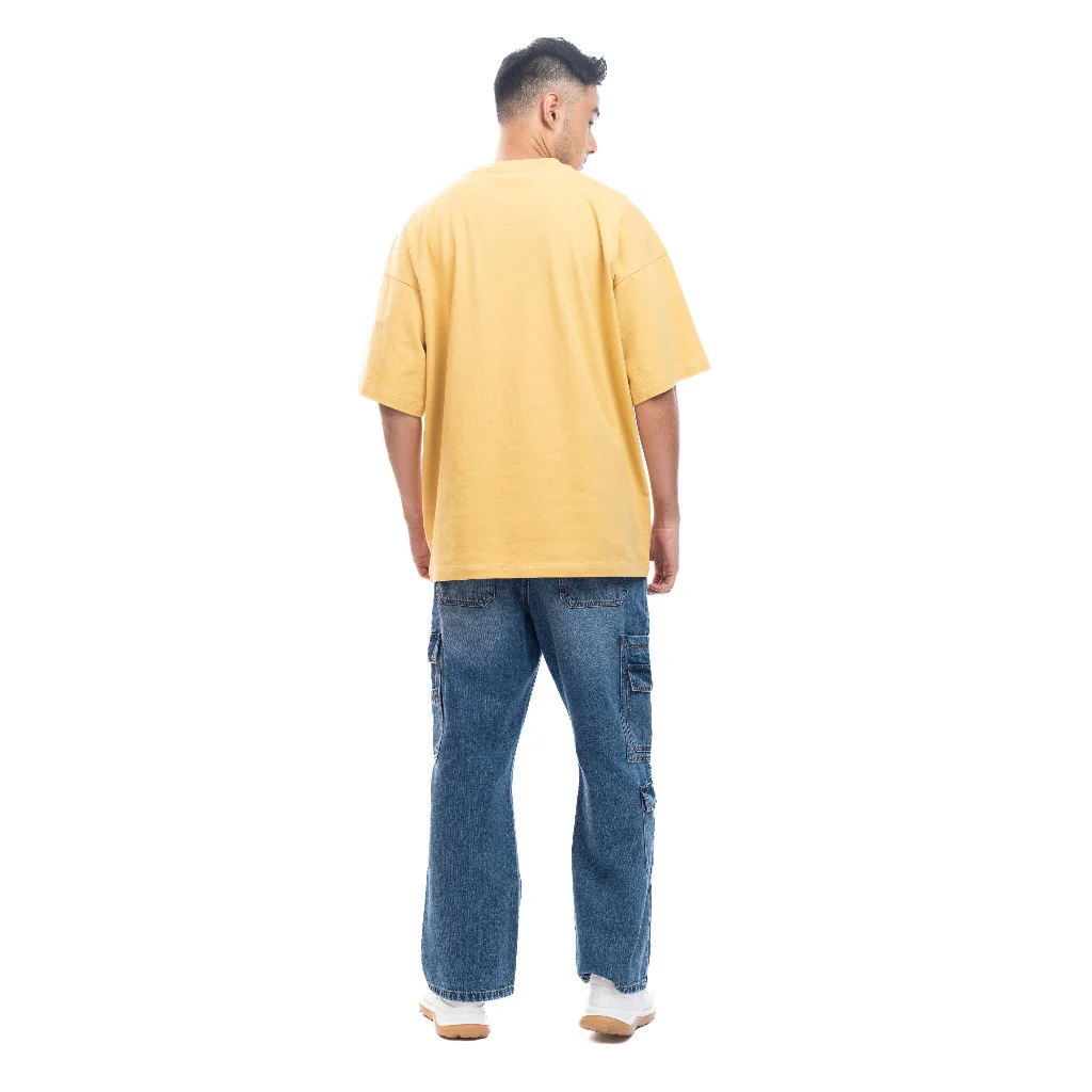 C by camel active Unisex T-shirt - Oversized Comfy Cotton Dual Pocket Yellow Tee 282-SS24C2824 - Image 4