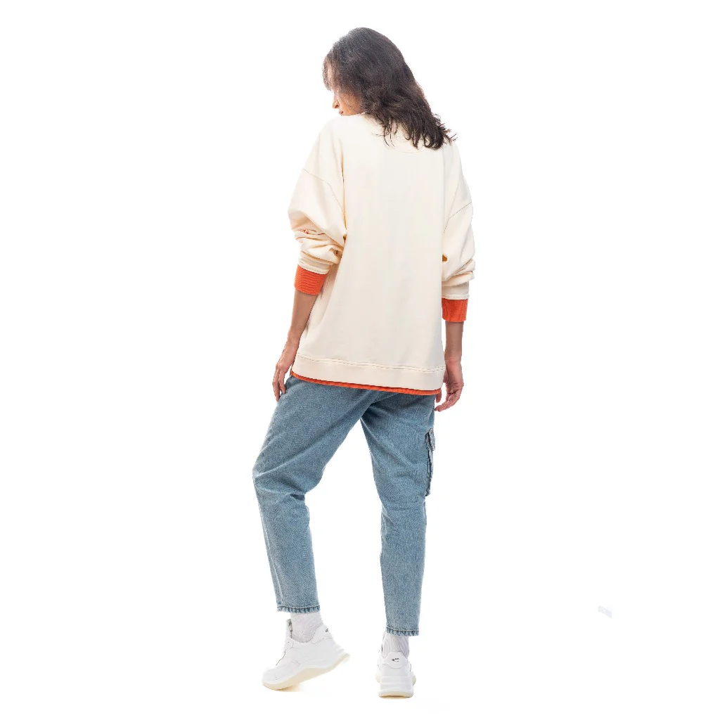 C by camel active Unisex Sweater - Oversized  Absorbent Cotton Terry Off White Sweater 290-SS24CF210 - Image 3
