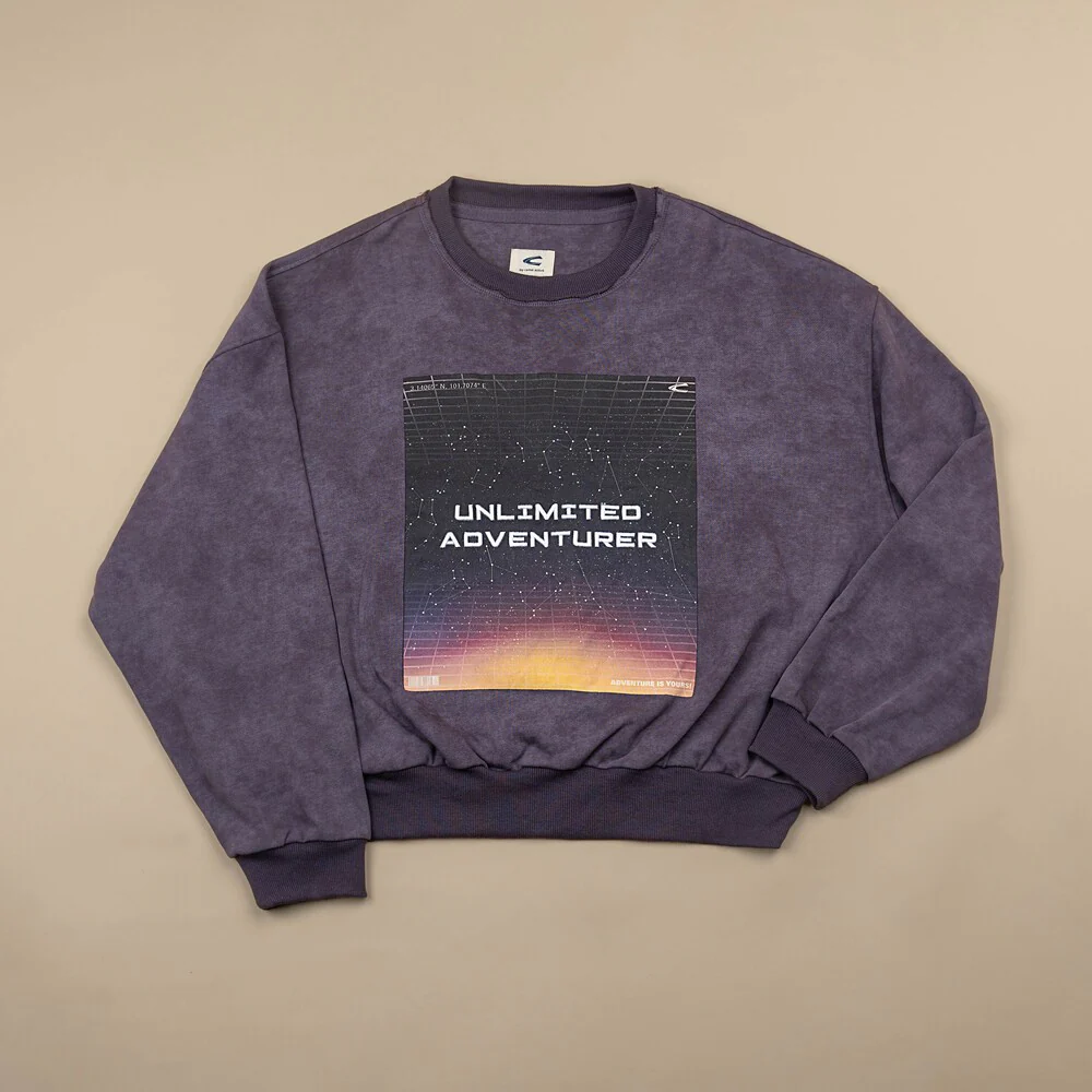 C by camel active Unisex Sweatshirt - Oversized Cropped Fit Comfy Cotton Lavender Frost Sweatshirt 290-SS25CF218 - Image 5