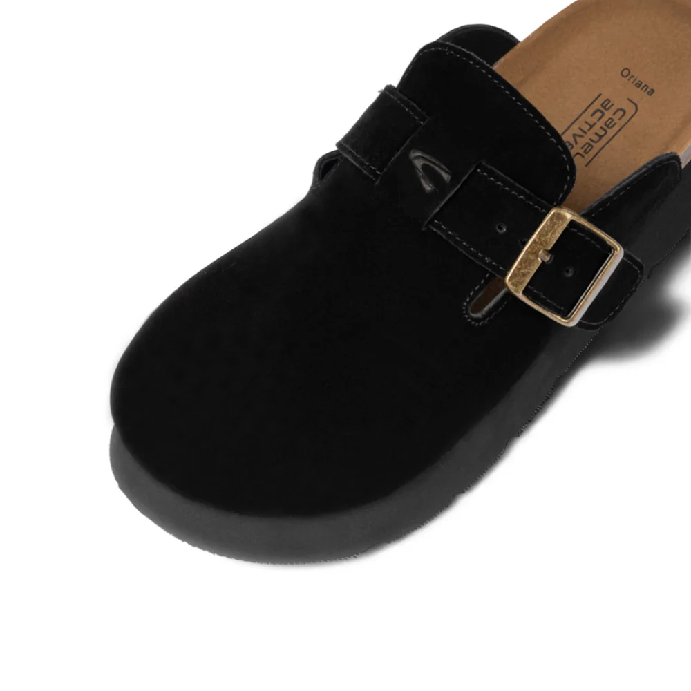 camel active Women Oriana Suede Platform Clog Sandals -752504-RI01SV-1-BLACK - Image 4