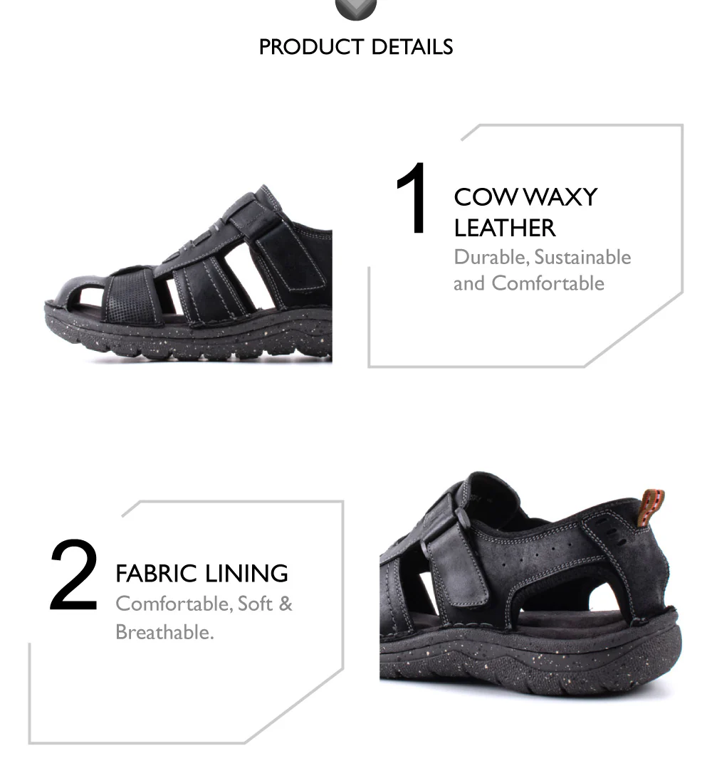 camel active Leather Covered Top Sandals Men Black BURTON 892408-ES3SV-1 - Image 7