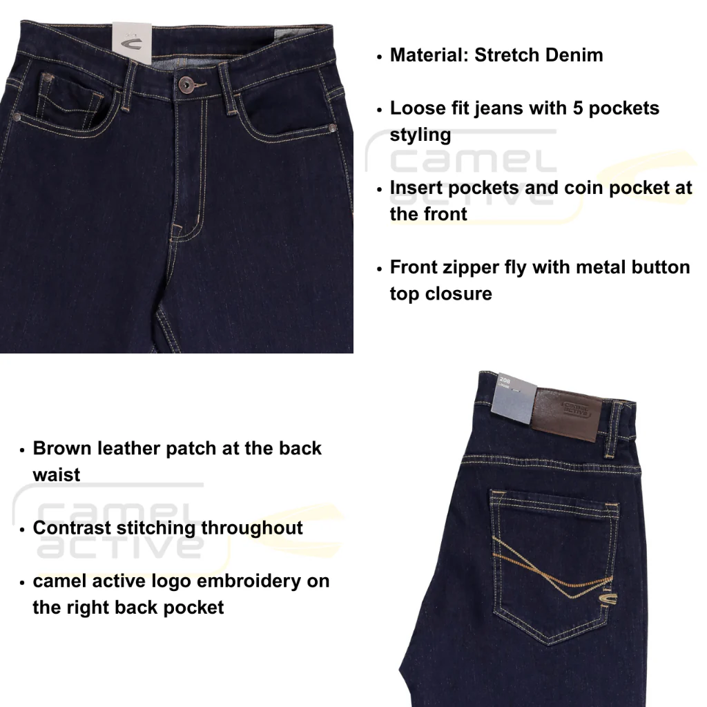 camel active Men Jeans 208 - Loose Fit Stretch Denim Midnight Washed Jeans 9-208Z25JNB538 - Image 6