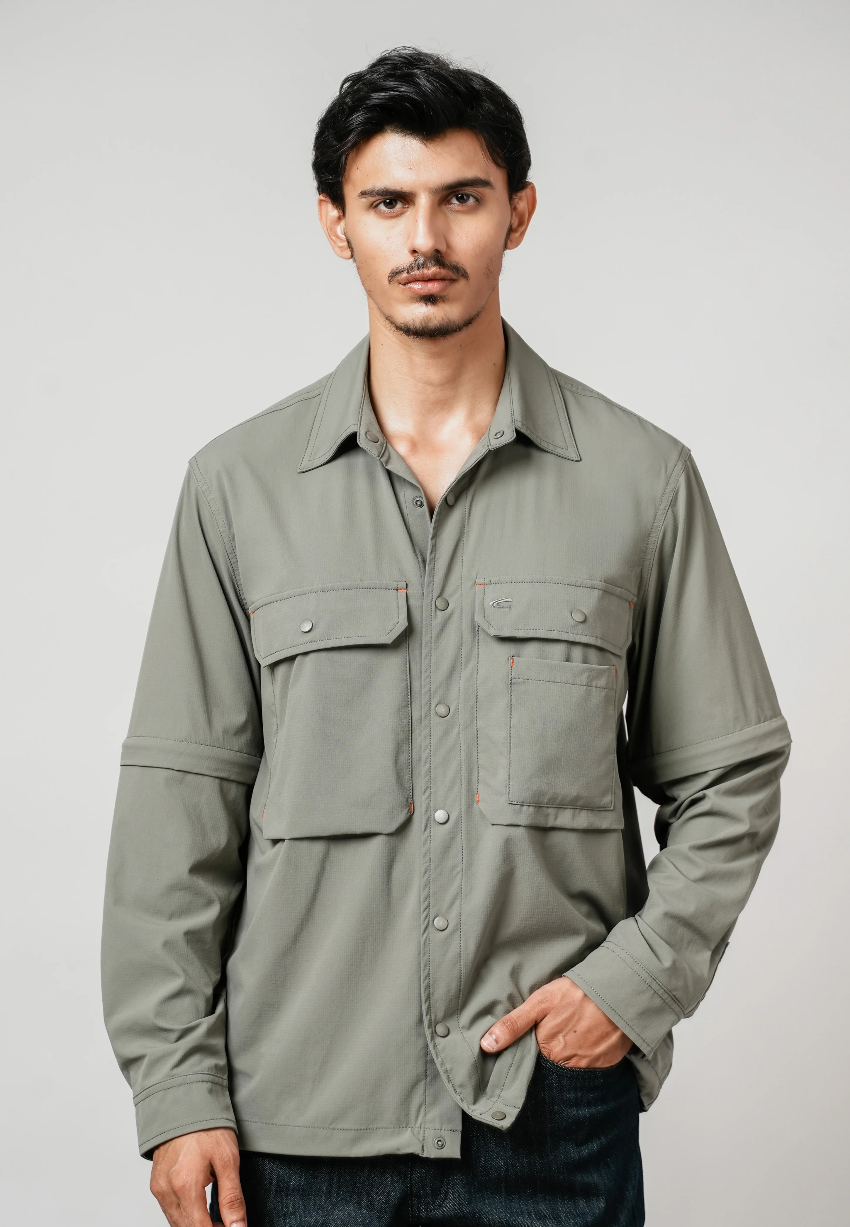 camel active Men Adaptable Shacket - Regular Fit Performance Nylon-Spandex Grey Shacket 600-Z25HK0272 - Image 3