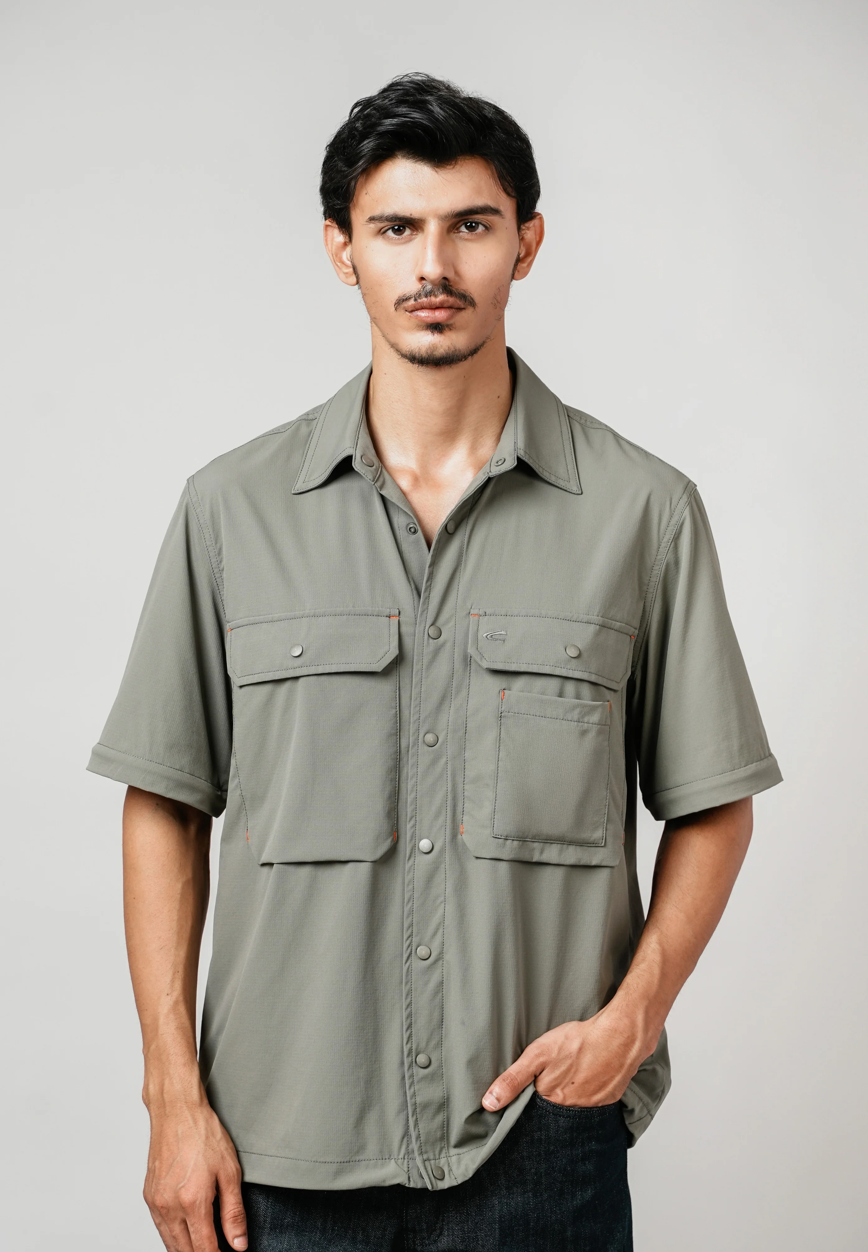 camel active Men Adaptable Shacket - Regular Fit Performance Nylon-Spandex Grey Shacket 600-Z25HK0272 - Image 7
