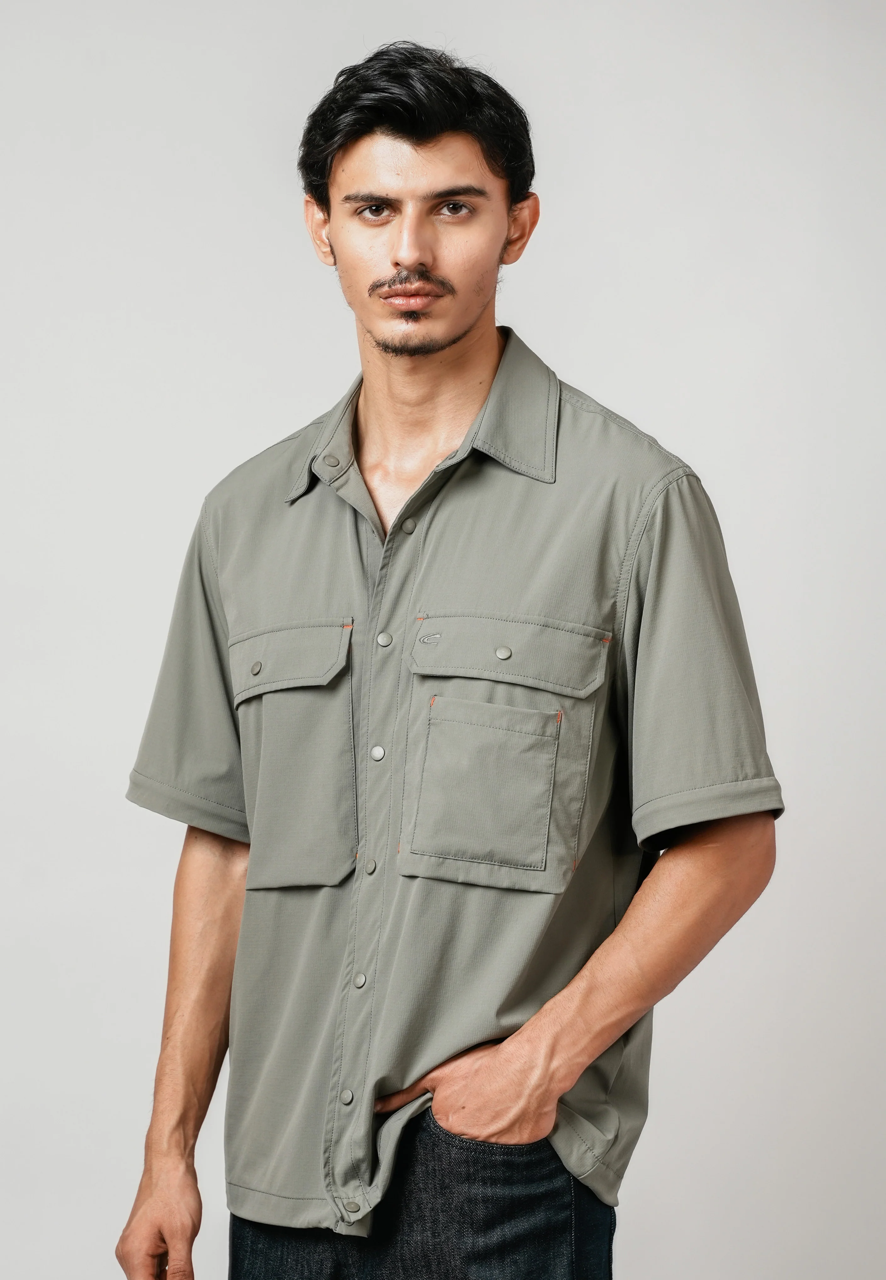 camel active Men Adaptable Shacket - Regular Fit Performance Nylon-Spandex Grey Shacket 600-Z25HK0272 - Image 8
