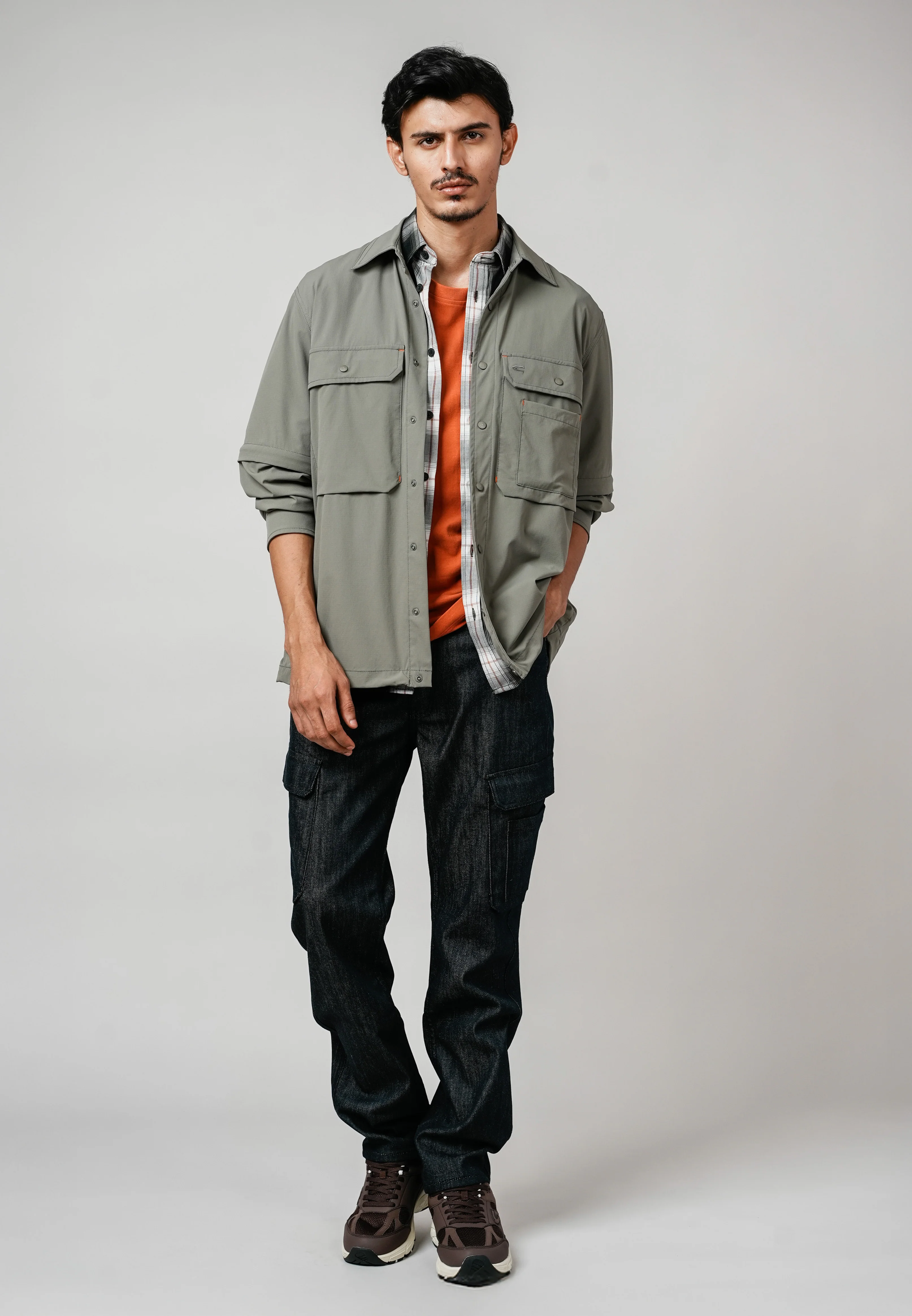 camel active Men Adaptable Shacket - Regular Fit Performance Nylon-Spandex Grey Shacket 600-Z25HK0272 - Image 9