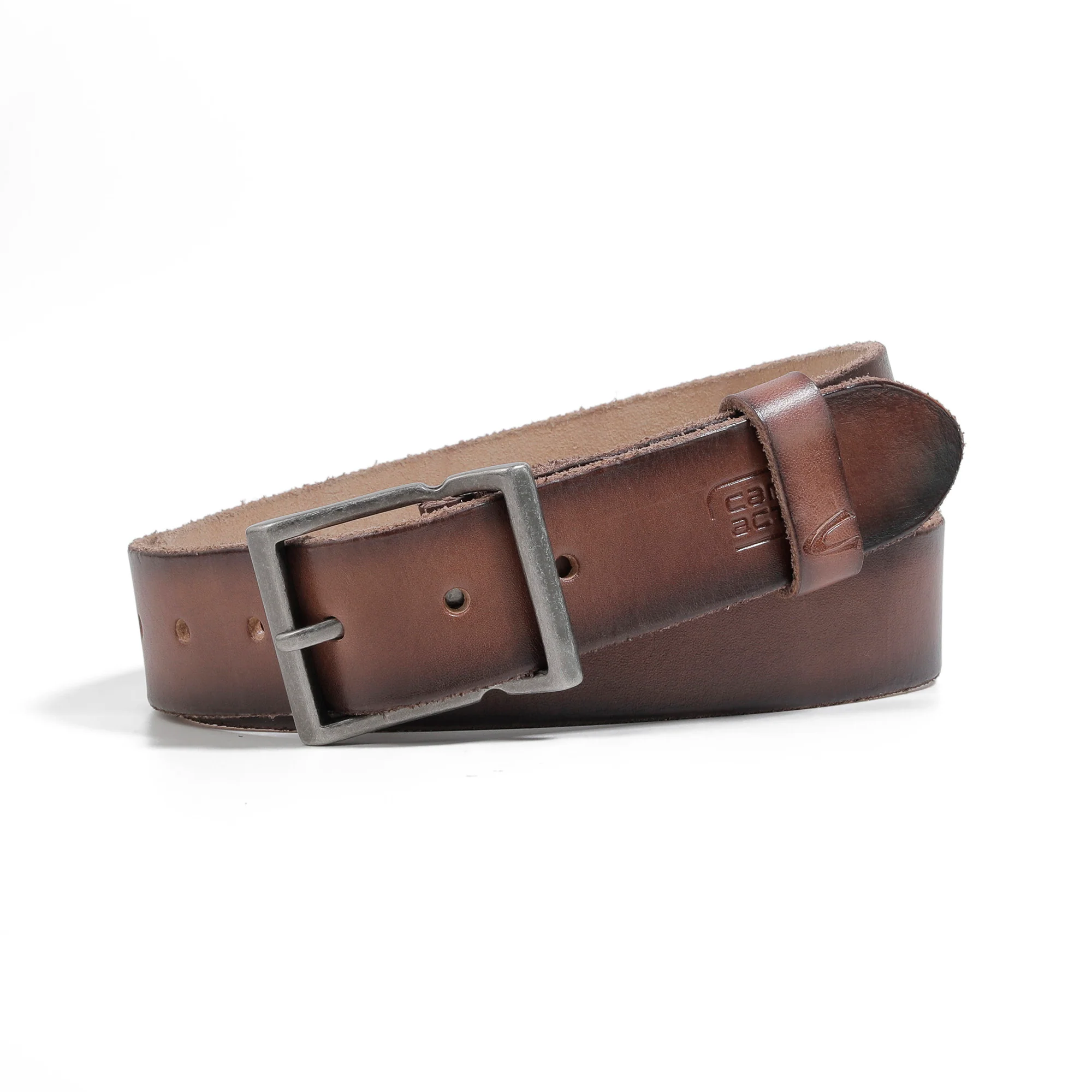 Genuine Leather Belt Burnished Finished Brown 1700HRG-24#BRN - Image 2