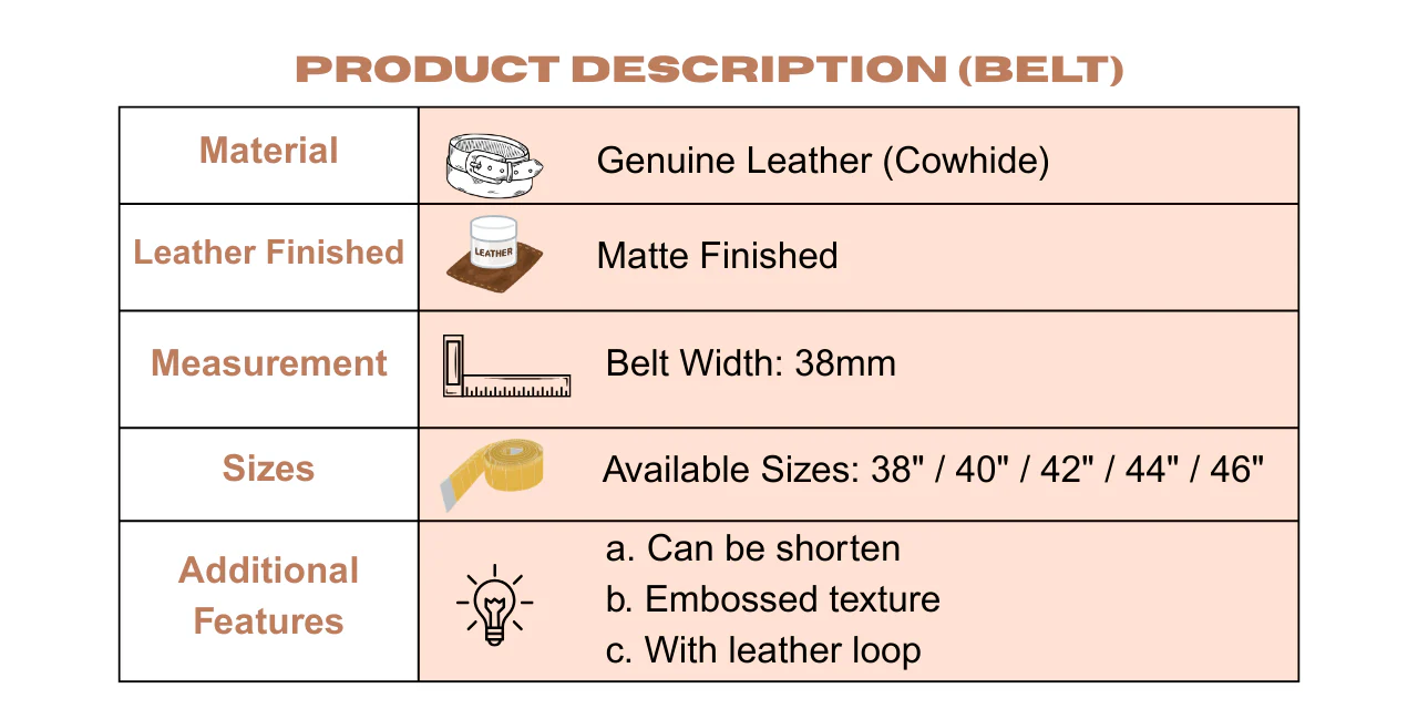 Genuine Leather Belt Embossed Texture Black 1709HRG-25#BLK - Image 4