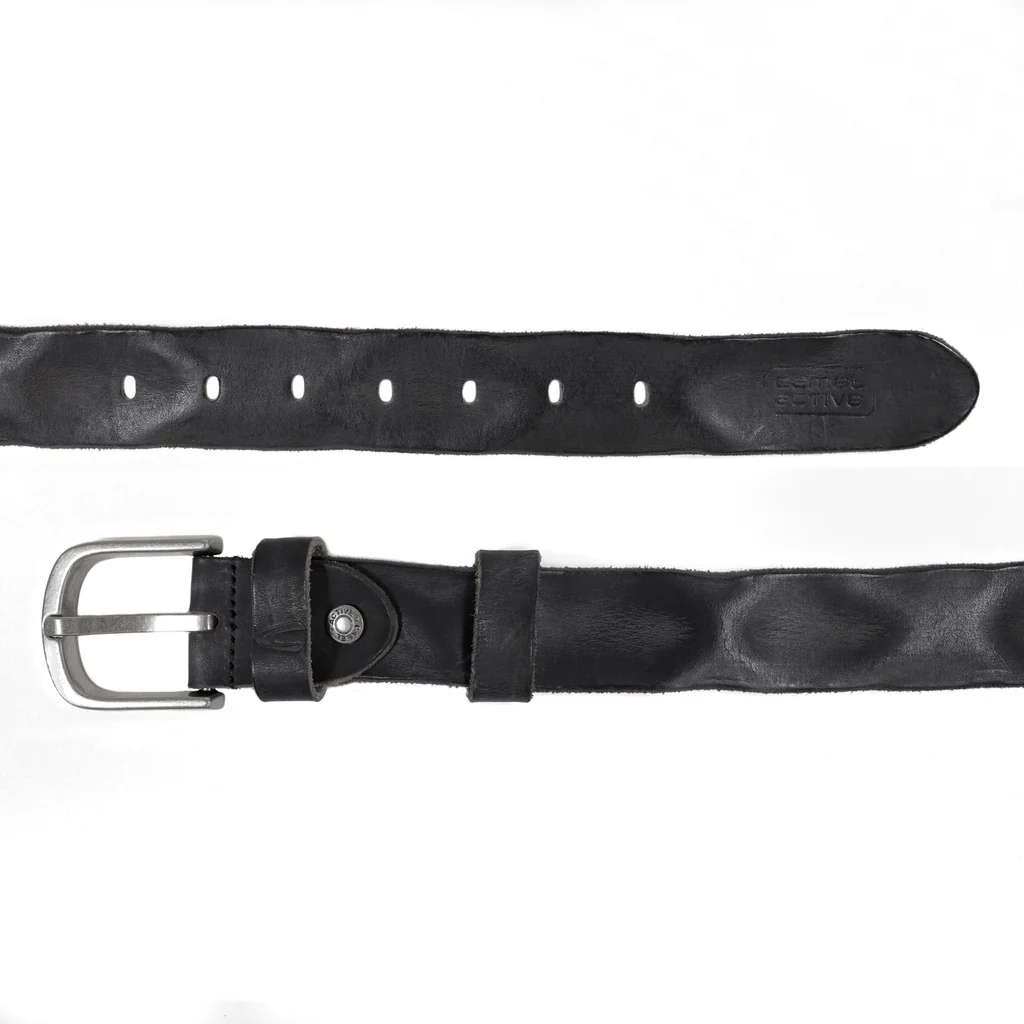 Genuine Leather Belt Irregular Finished With Raw Edge Black (1651HRG-22#BLK) - Image 3