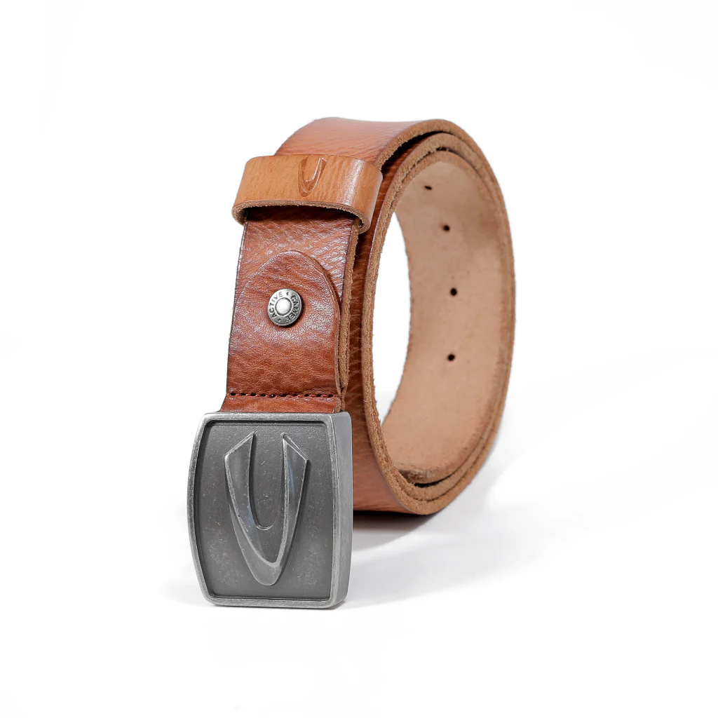 Genuine Leather Belt Irregular Finished With Raw Edge Brown 1659HRG-23#BRN