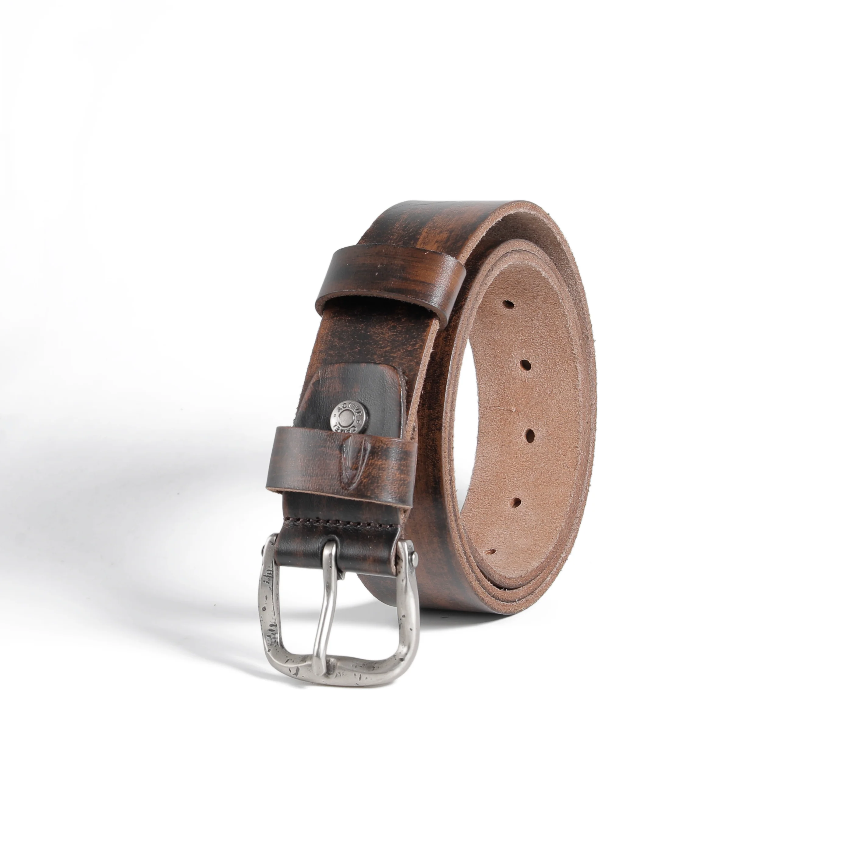 Genuine Leather Belt Irregular Grain and Shades Finished Dark Brown 1691HBRG-24#DBN - Image 2