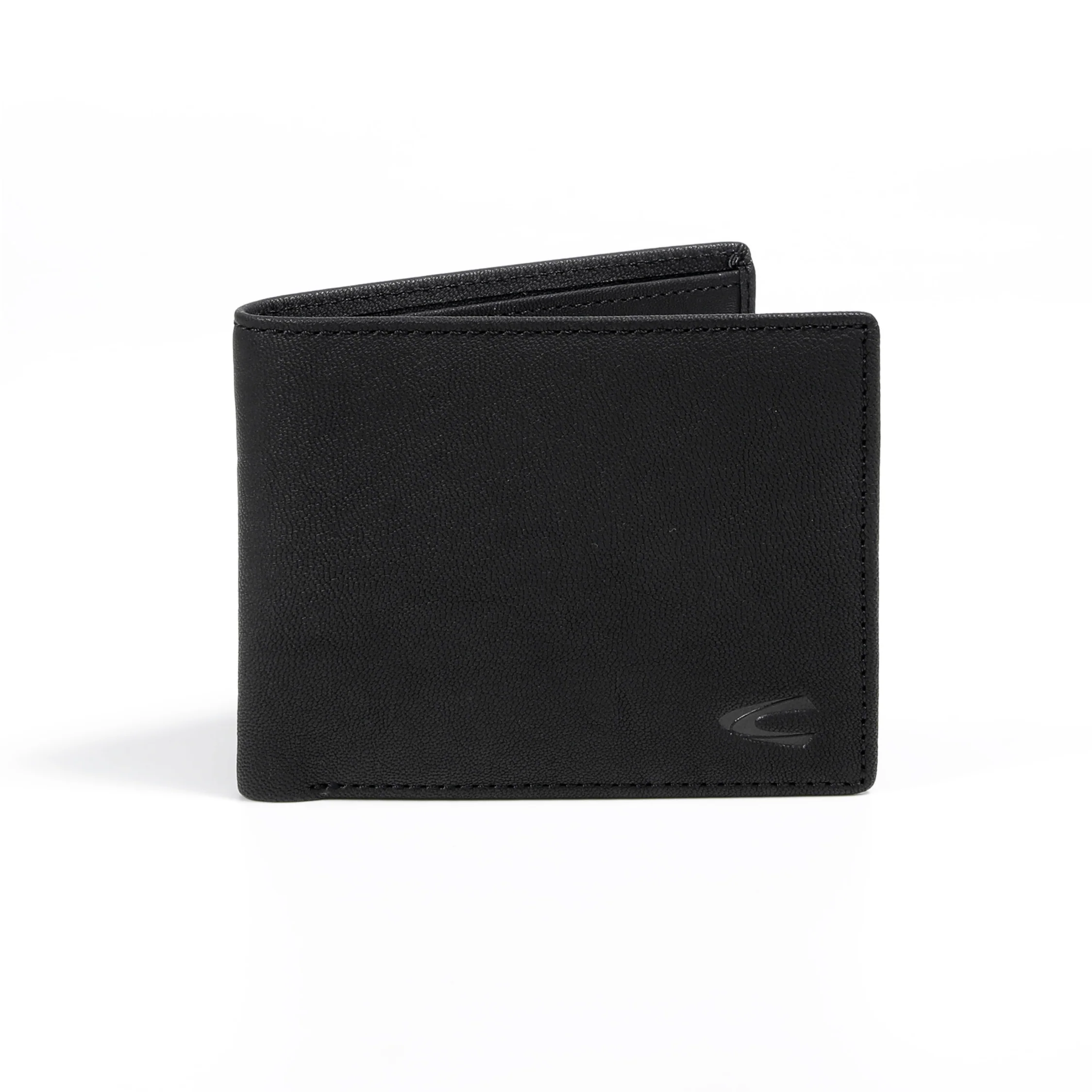 Genuine Leather Bi Fold Wallet 10 Card Compartments Grainy Finished Black