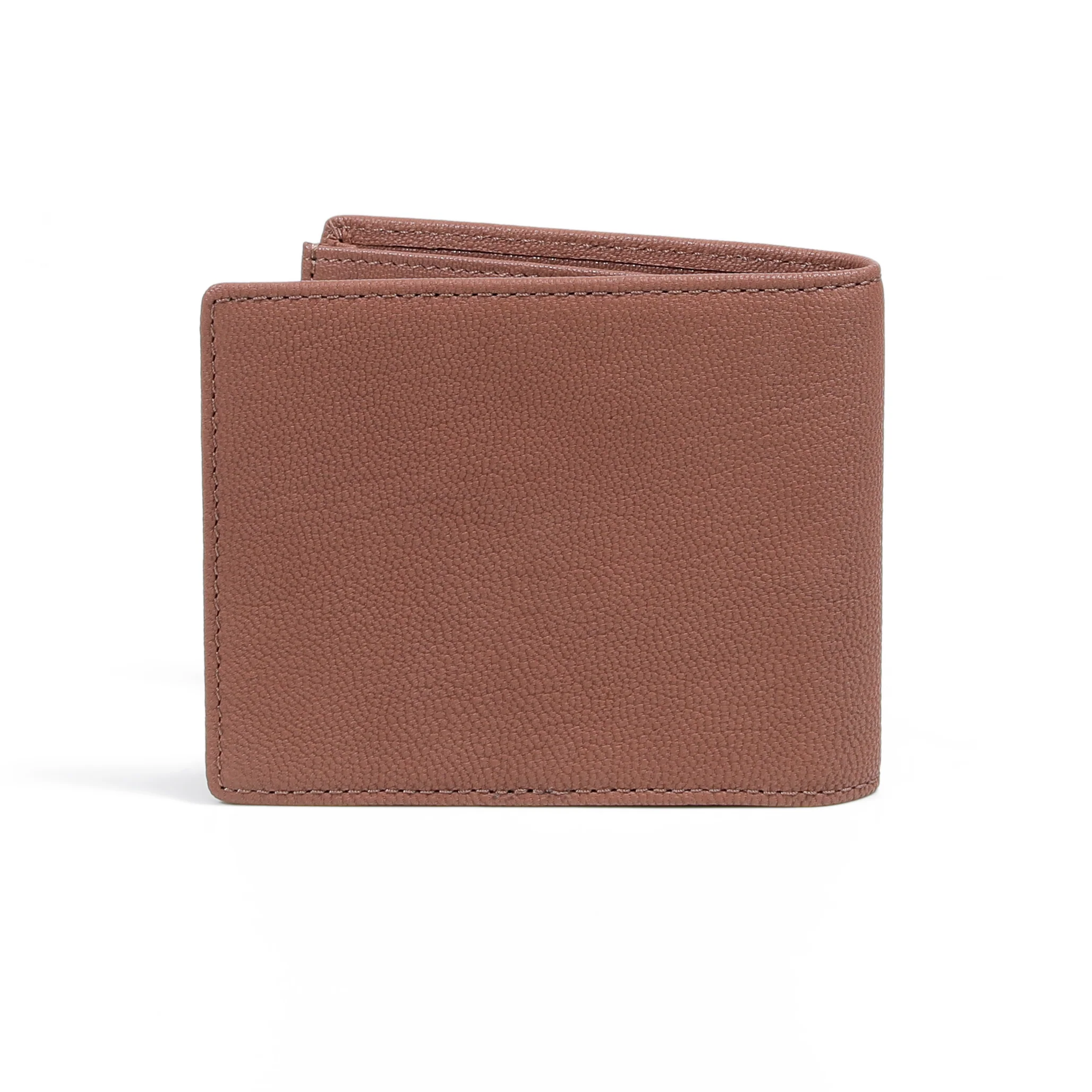 Genuine Leather Bi Fold Wallet 10 Card Compartments Grainy Finished Brown - Image 2