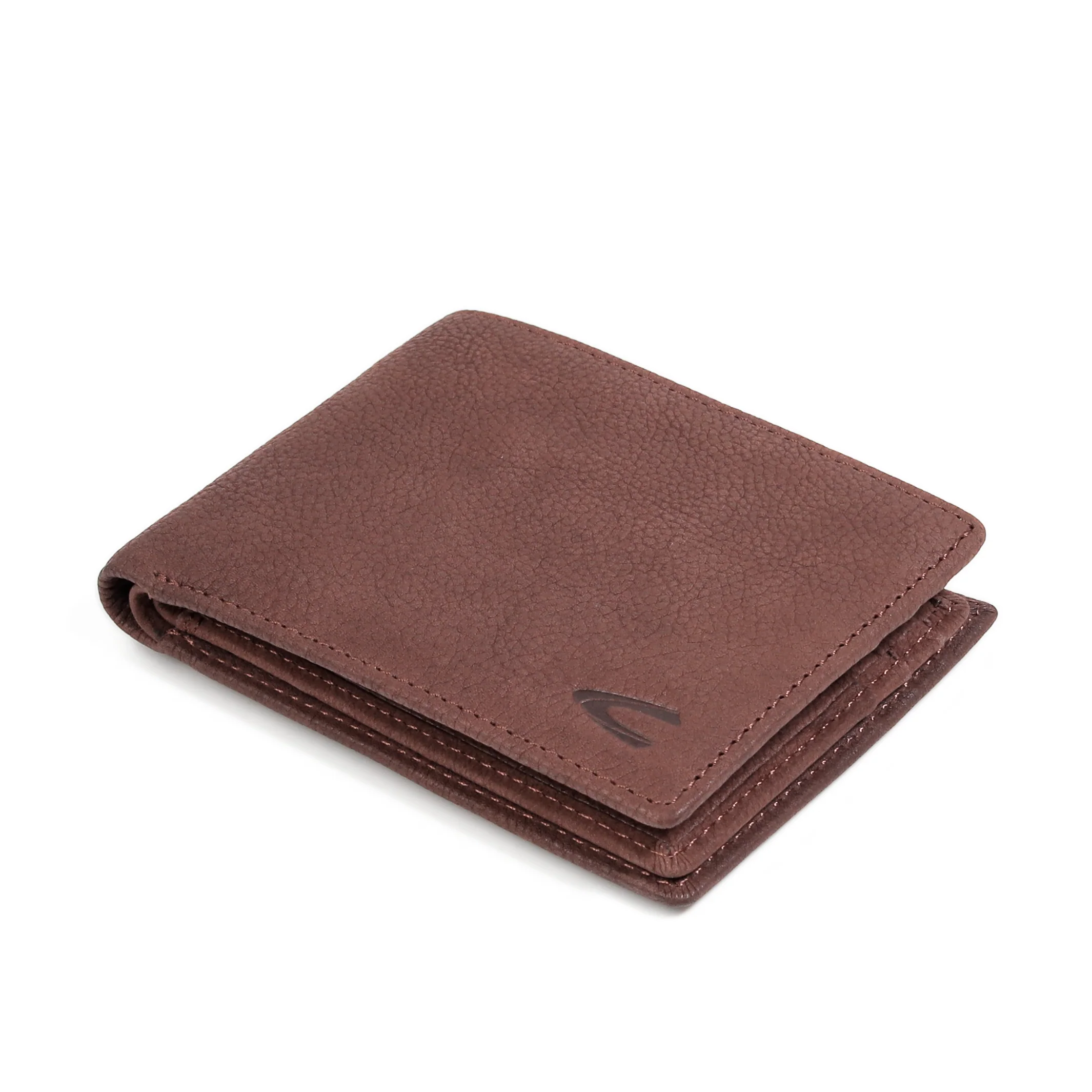 Genuine Leather Bi Fold Wallet 10 Card Compartments Irregular Grainy Finished Brown SBF5808SG5#BRN - Image 6