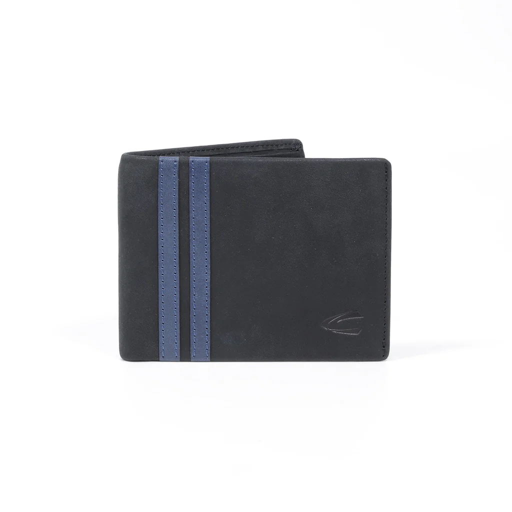 Genuine Leather Bi Fold Wallet 11 Card Compartments Wax Finished Black SBF2602EL2#BLK