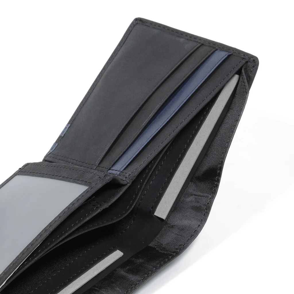 Genuine Leather Bi Fold Wallet 11 Card Compartments Wax Finished Black SBF2602EL2#BLK - Image 7